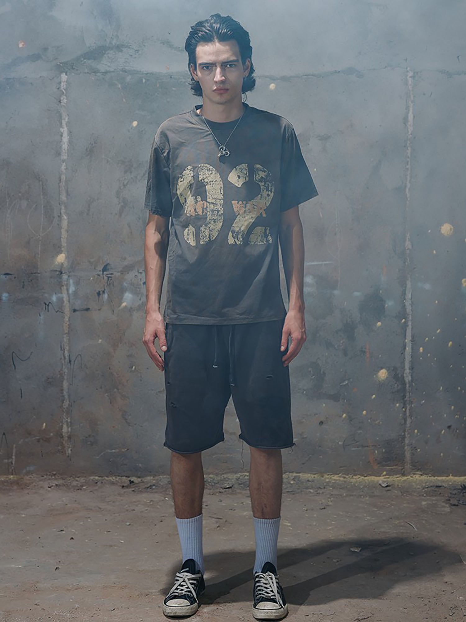 RECOVER ZONE Distressed Graphic Drawstring Shorts