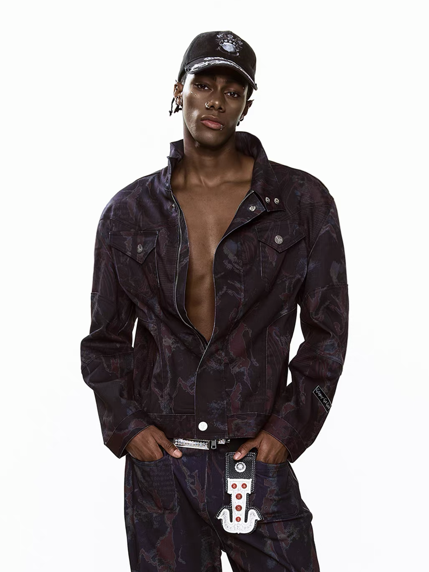 CYCYCY Punk Graffiti Denim Jacket