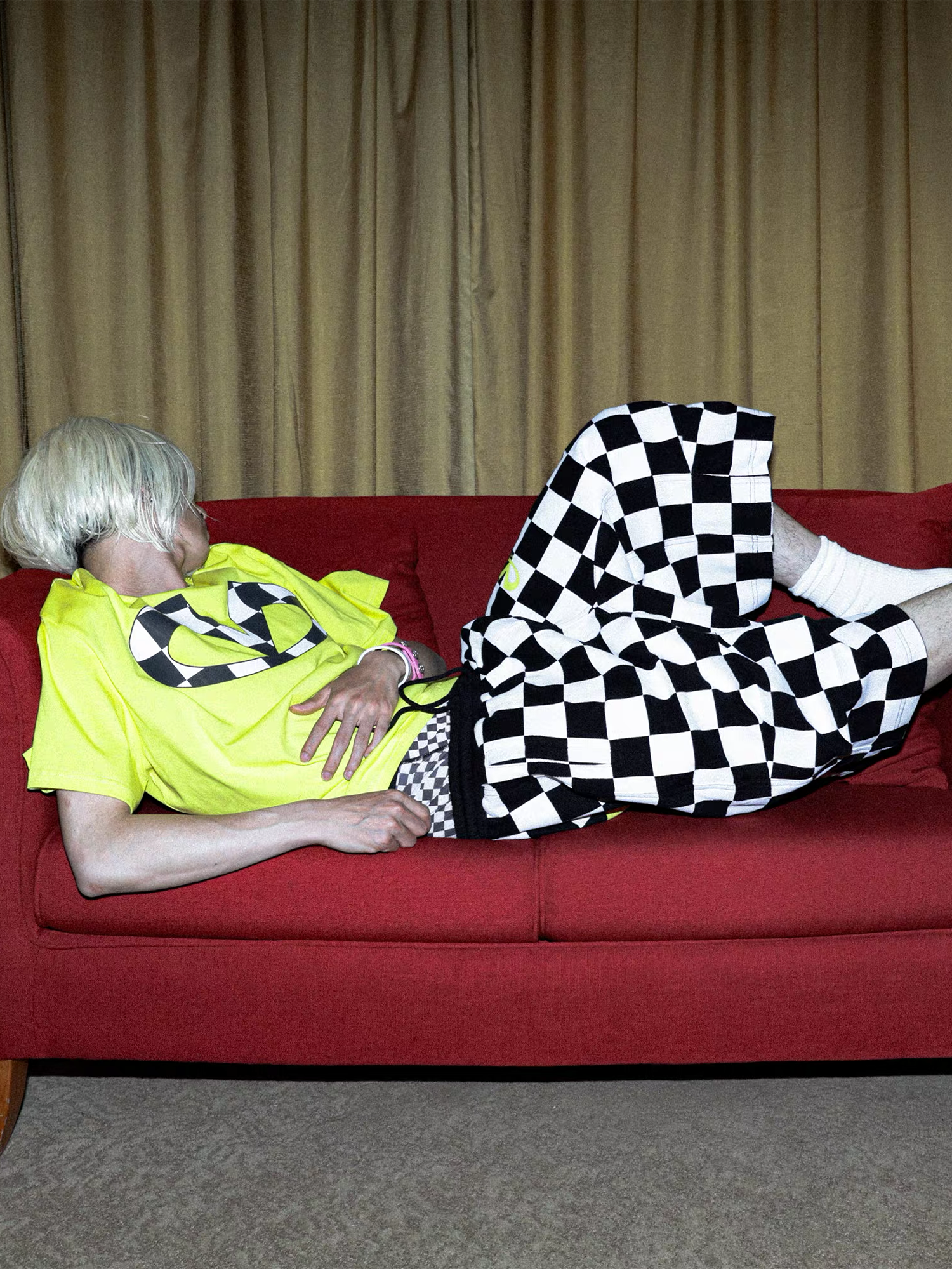 PCCVISION Checkerboard Pleated Baggy Shorts, premium urban and streetwear designers apparel on PROJECTISR.com, PCCVISION