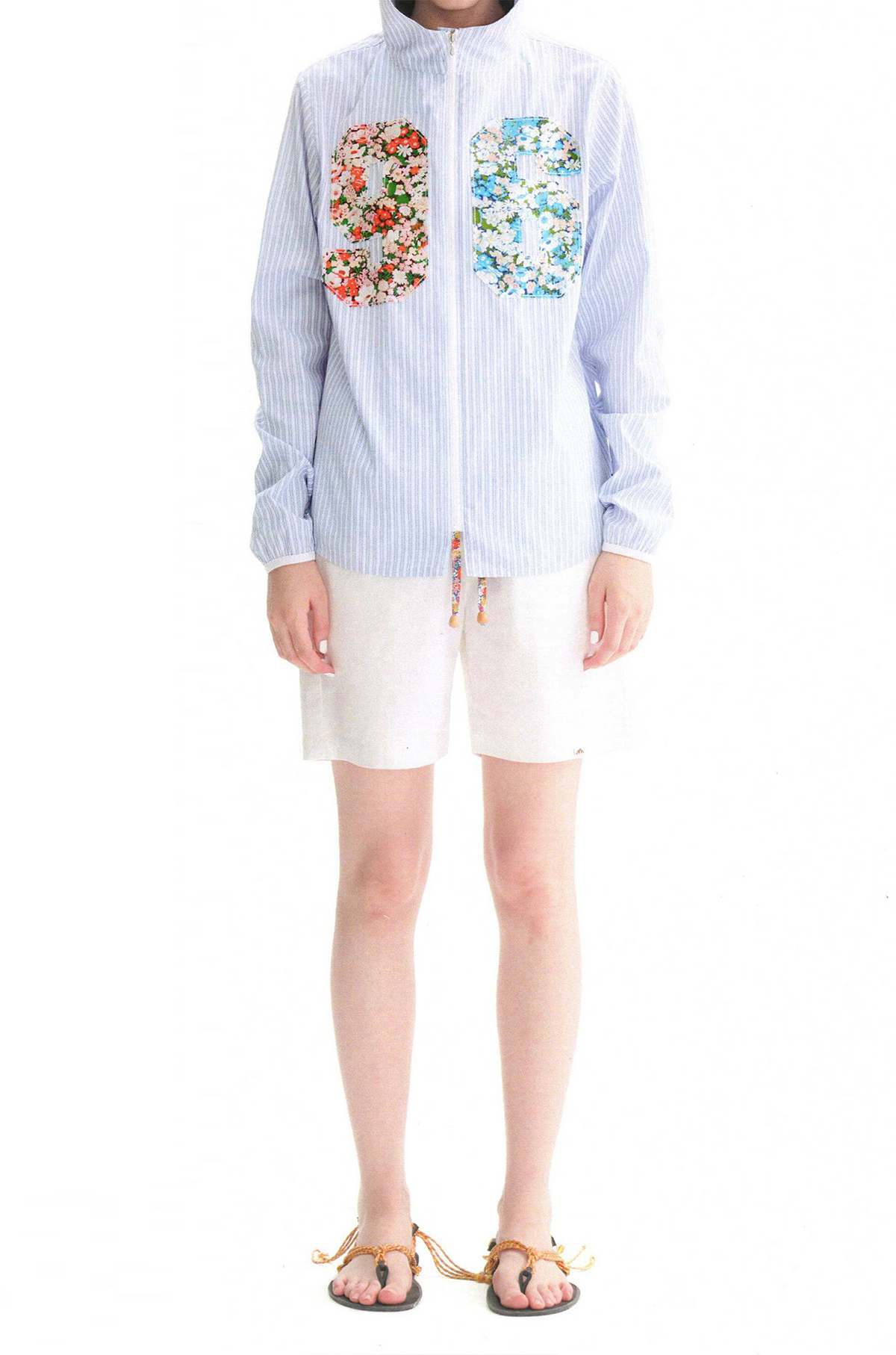 URBAN+FOREST Floral Patchwork Striped Hooded Shirt Jacket, premium urban and streetwear designers apparel on PROJECTISR.com, URBAN+FOREST