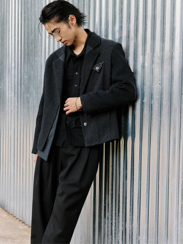 ALVNG AR ANTS Asymmetrical Hem Wool-Blend Blazer