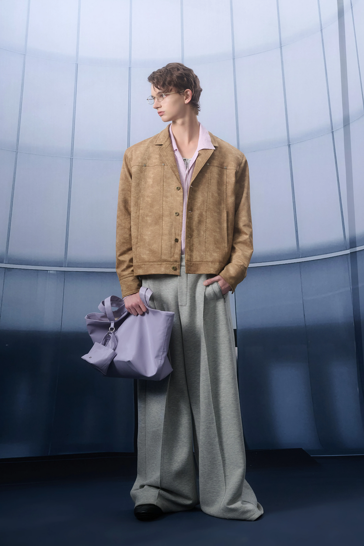 TIWILLTANG Washed Suede-Effect Oversized Jacket