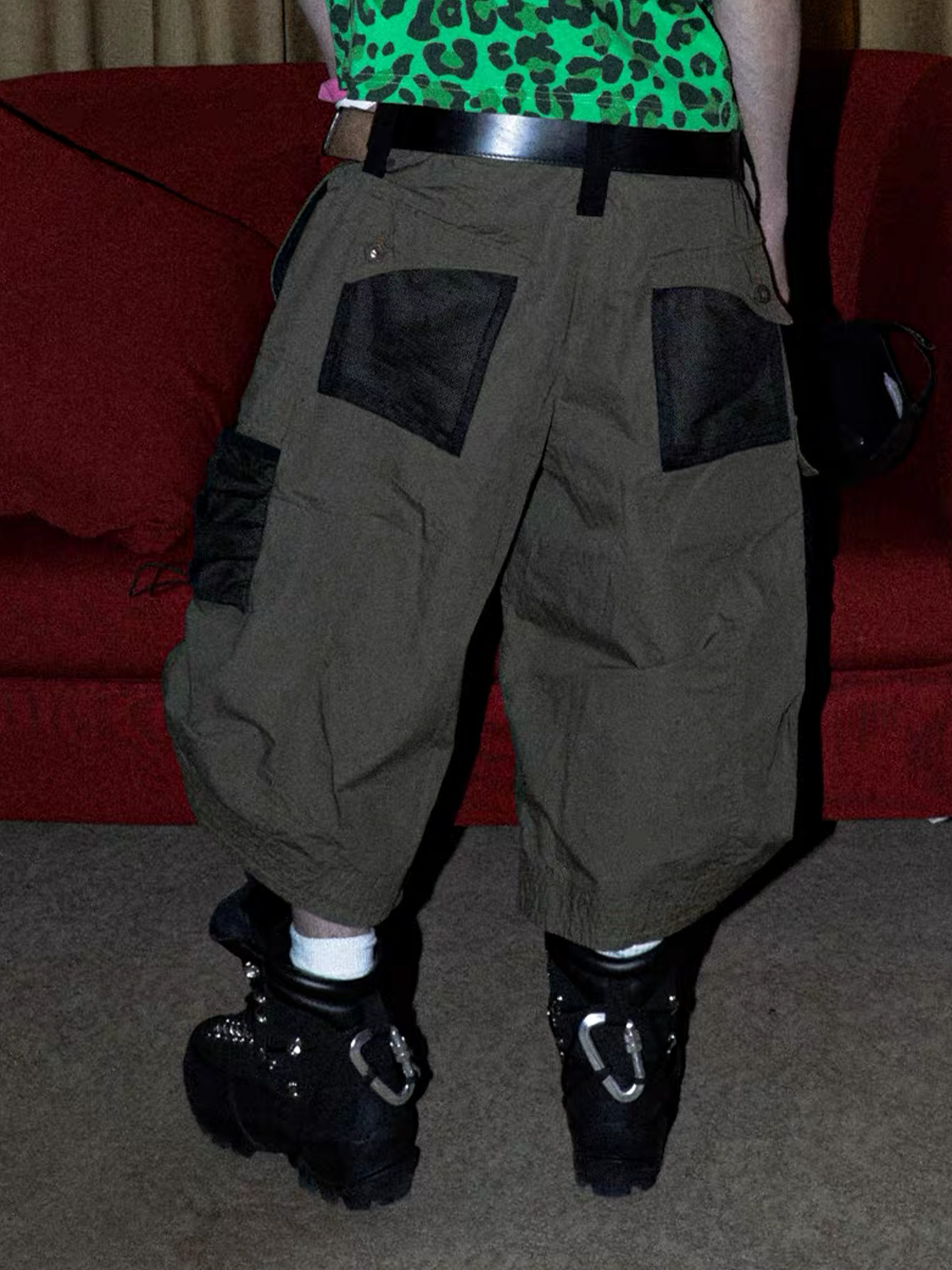 PCCVISION Contrast Panel Pleated Utility Shorts, premium urban and streetwear designers apparel on PROJECTISR.com, PCCVISION