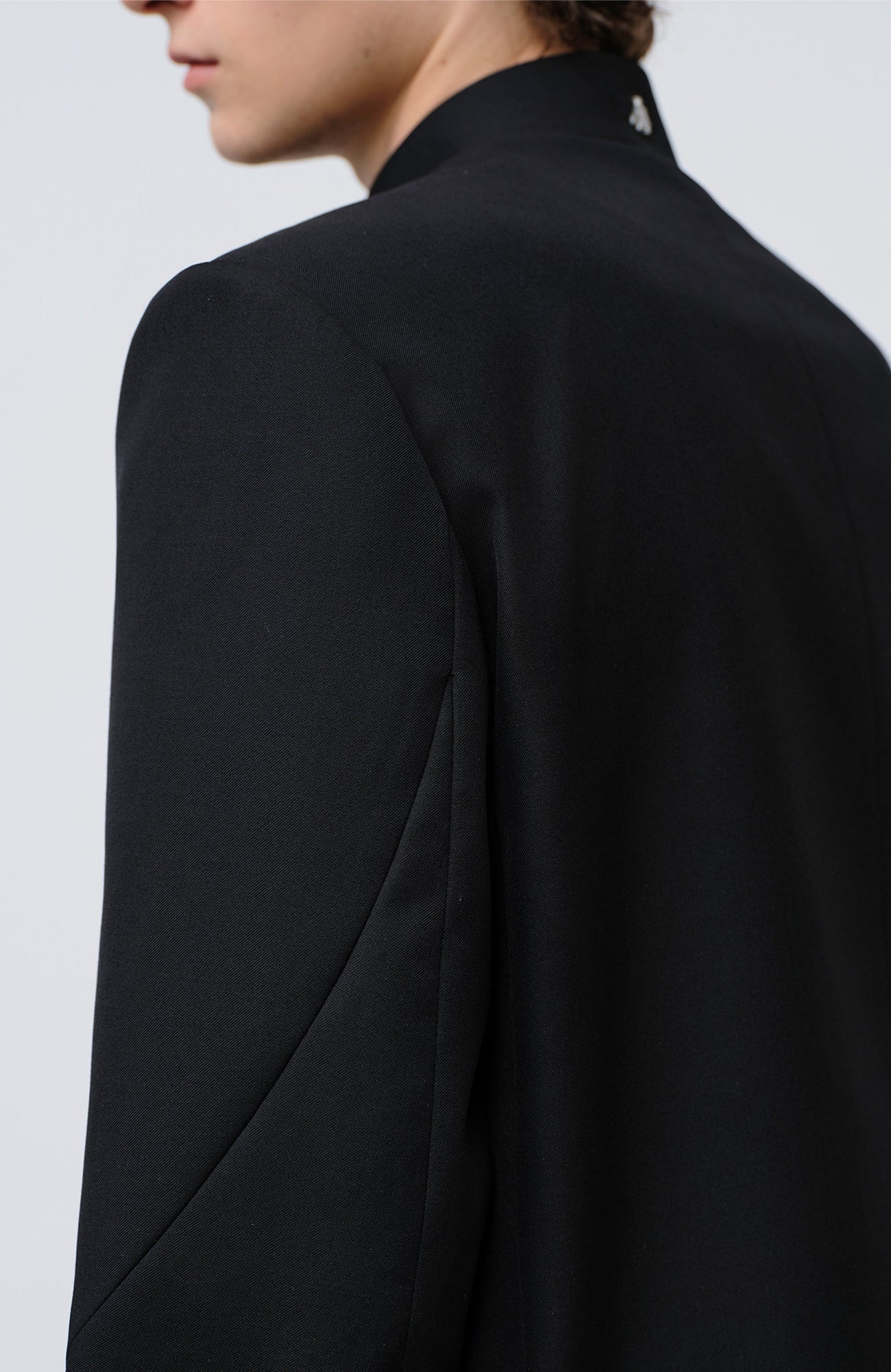 FACEONLAB Stand-Collar Metal-Shoulder Blazer Black, premium urban and streetwear designers apparel on PROJECTISR.com, FACEONLAB