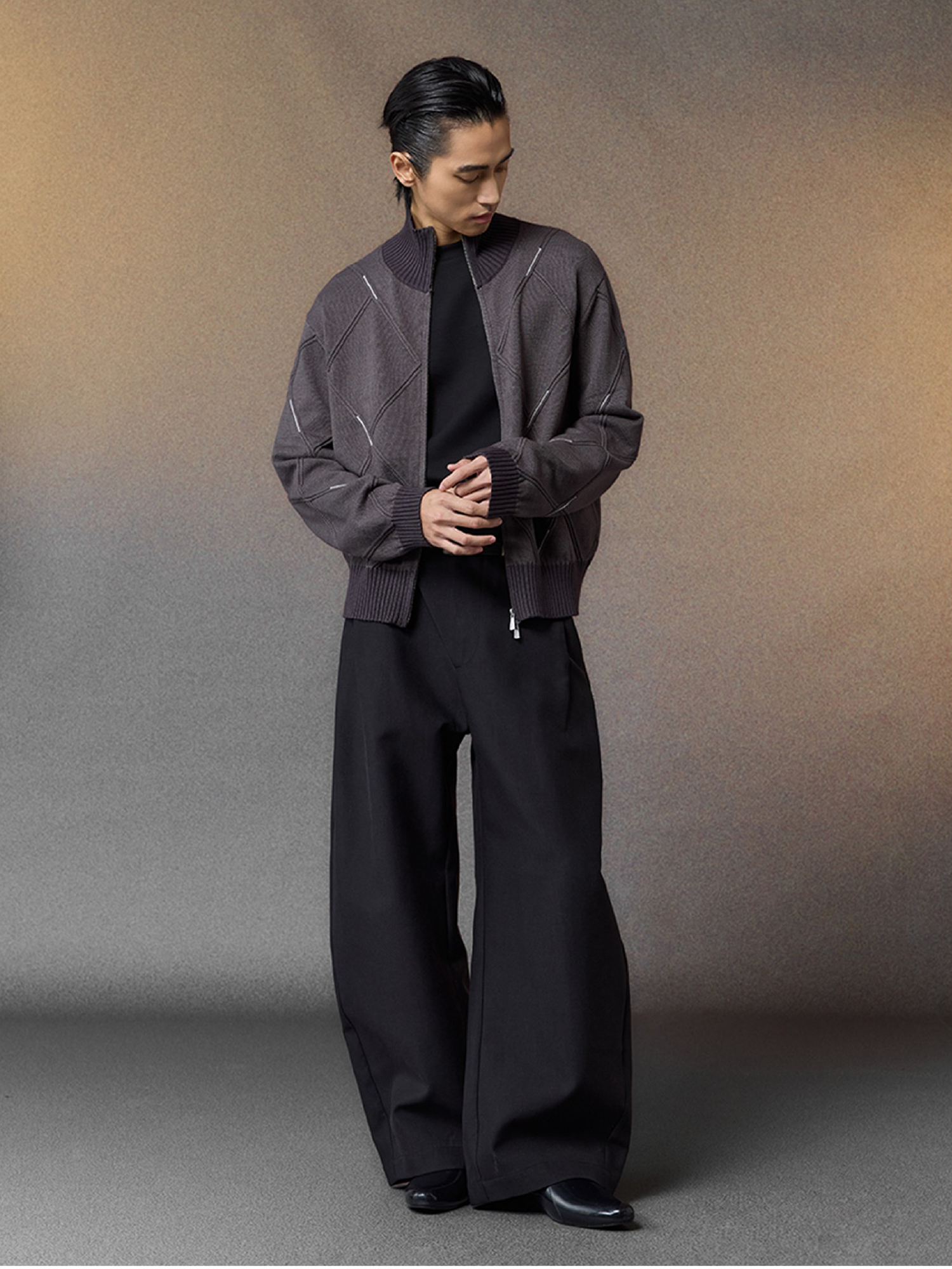 ALVNG AR ANTS Geometric Stitch Zip-Up Sweater, premium urban and streetwear designers apparel on PROJECTISR.com, ALVNG AR ANTS