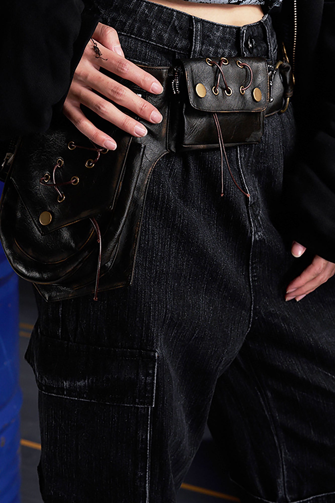 RECOVER ZONE Multi-Pocket Wide-Leg Utility Jeans, premium urban and streetwear designers apparel on PROJECTISR.com, RECOVER ZONE
