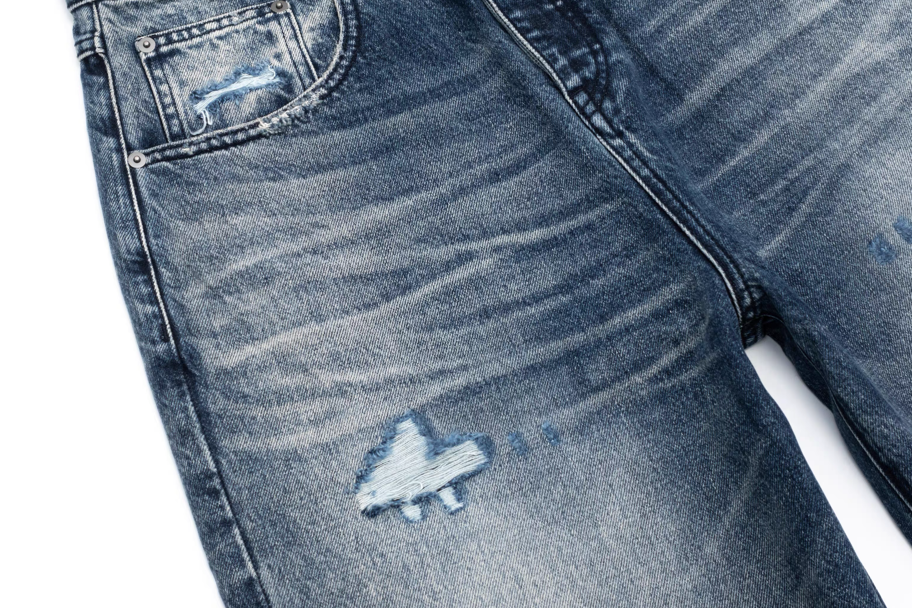 IN EXISTENCE x STM Washed Patched Distressed Straight Jeans, premium urban and streetwear designers apparel on PROJECTISR.com, IN EXISTENCE