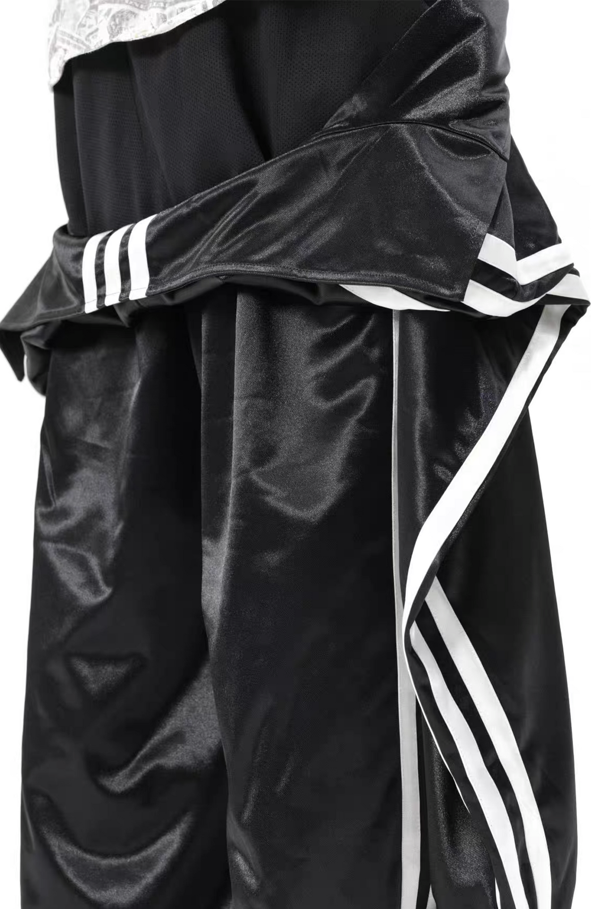 VANGUARDIA Faux One-Piece Contrast Stripe Straight-Leg Pants