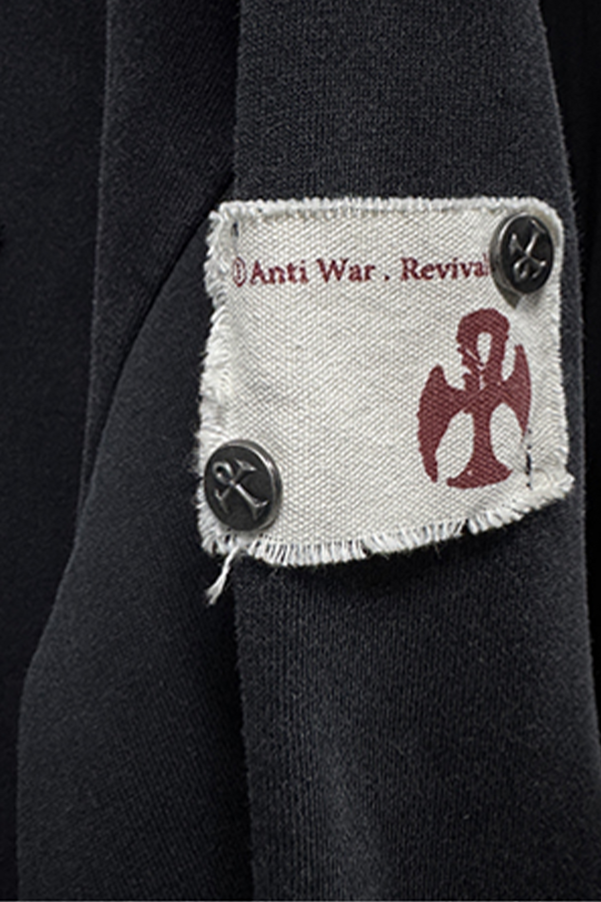 ANTI WAR REVIVAL Distressed Cut-Out Graphic Hoodie
