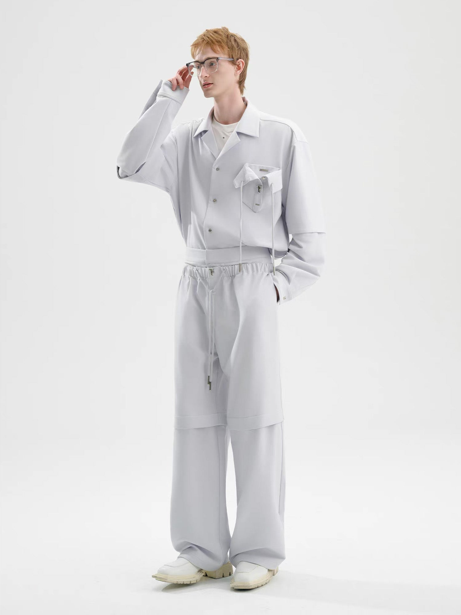 TIWILLTANG Detachable-Sleeve Tie-Pocket Shirt, premium urban and streetwear designers apparel on PROJECTISR.com, TIWILLTANG