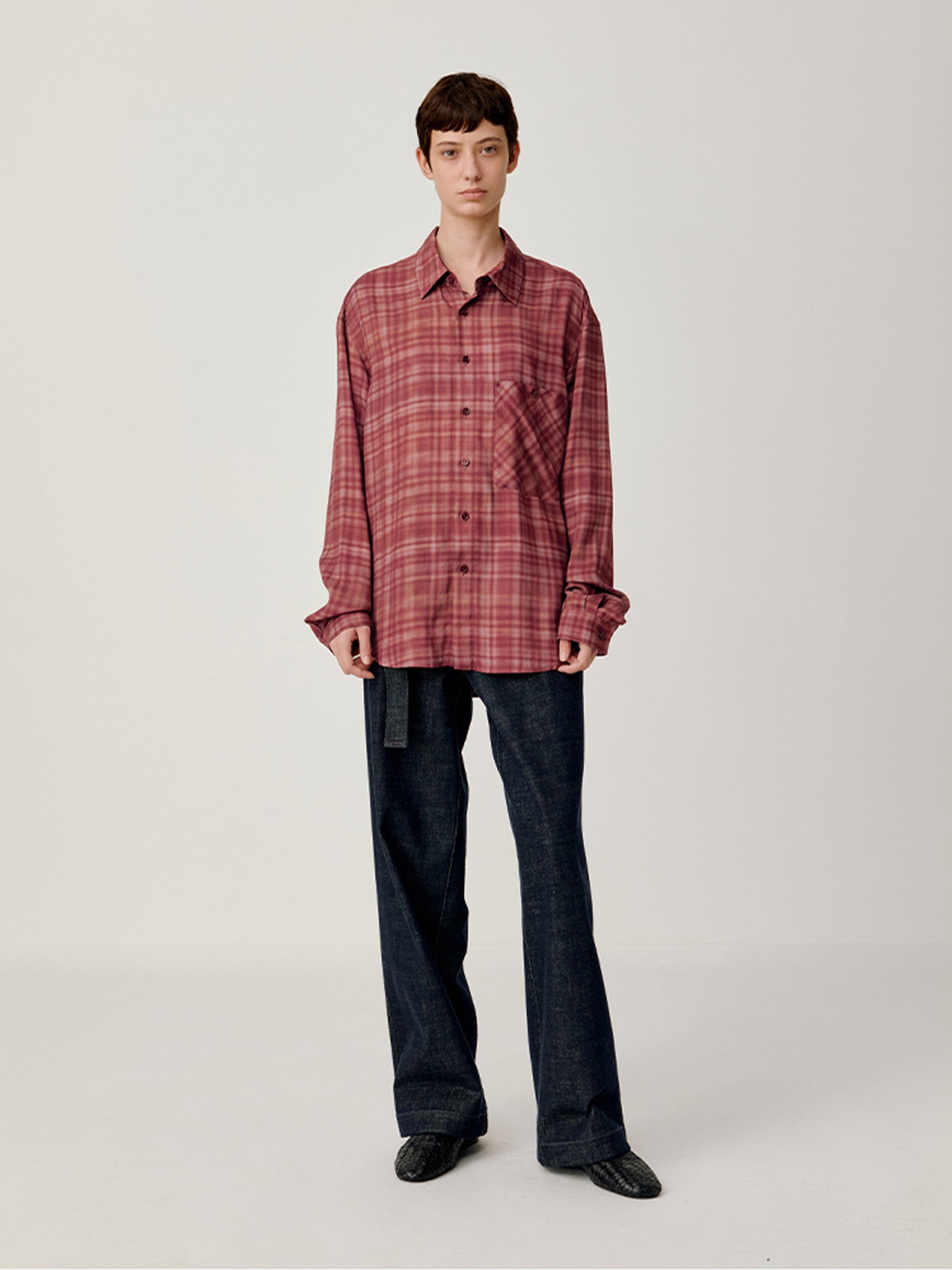 OPICLOTH Classical Oversized Plaid Shirt