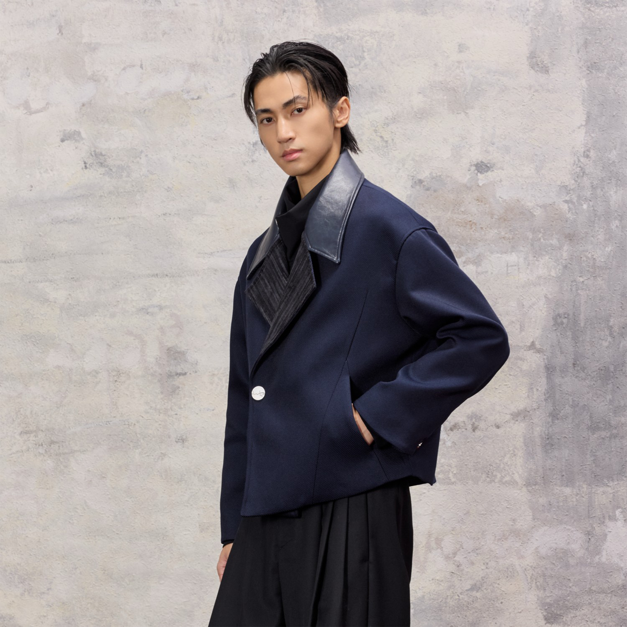 ALVNG AR ANTS Structured Wool-Blend Paneled Collar Jacket