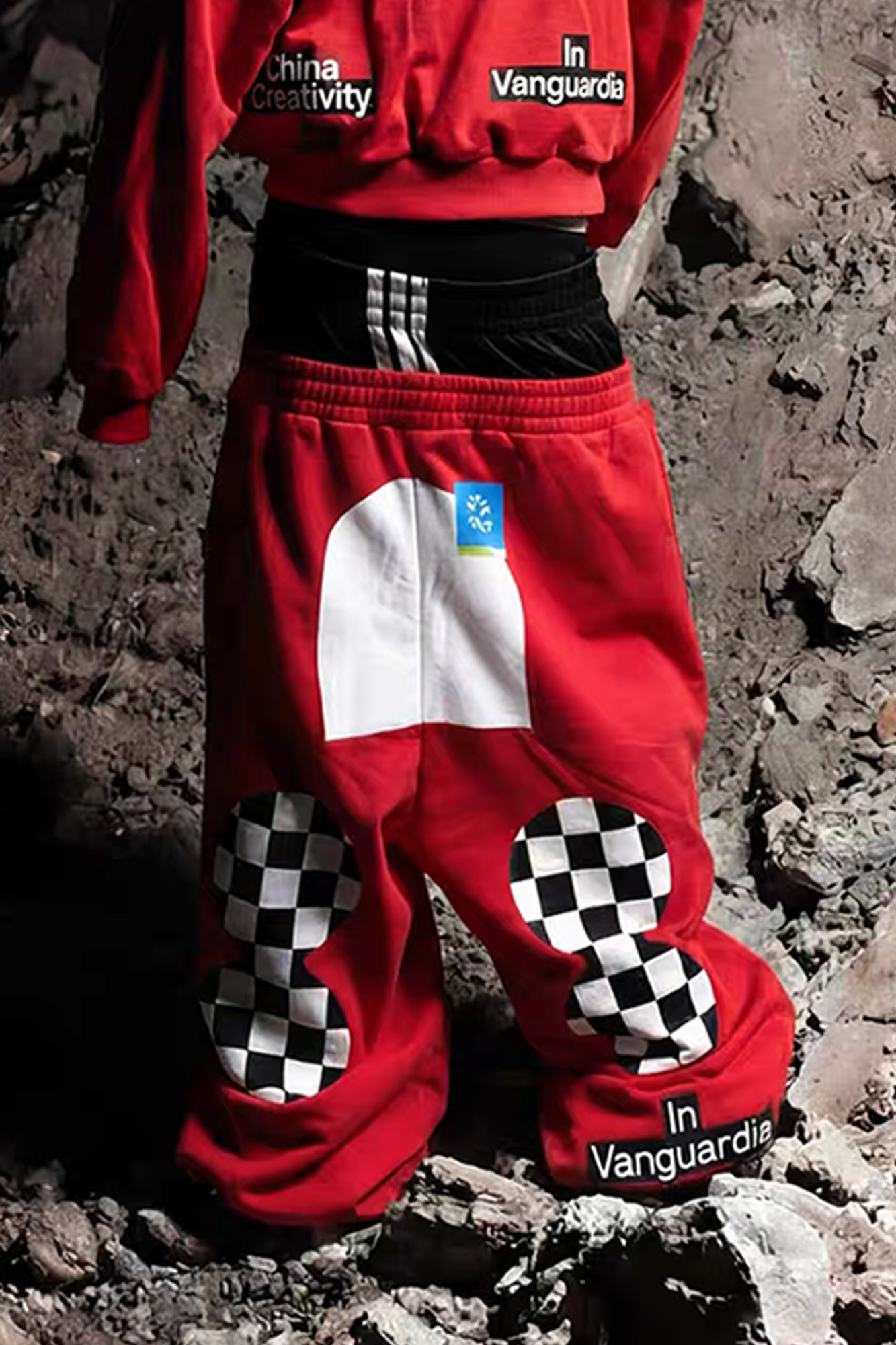 VANGUARDIA Dual-Waistband Sagging Sweatpants
