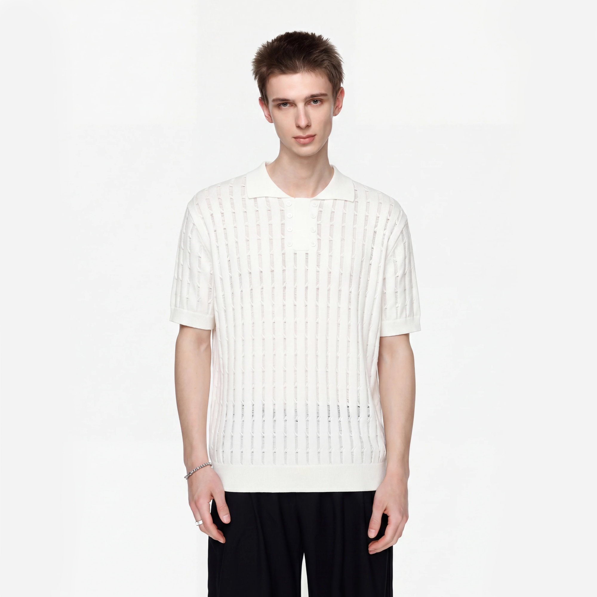 TIWILLTANG Essential Openwork Knitted T Shirt