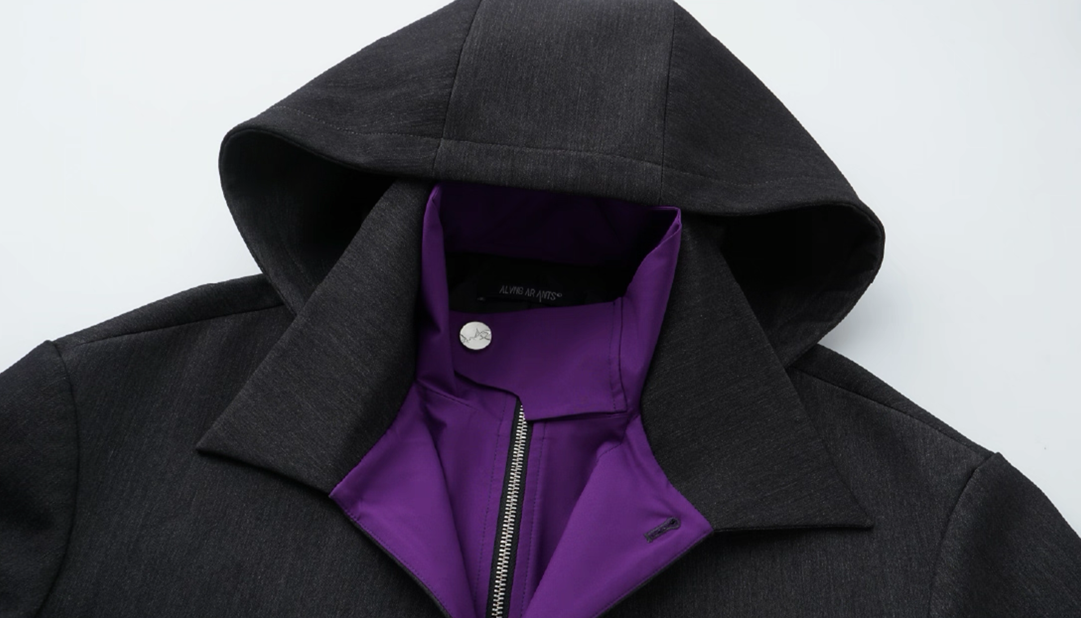 ALVNG AR ANTS Tech Contrast Split-Panel Hooded Jacket, premium urban and streetwear designers apparel on PROJECTISR.com, ALVNG AR ANTS