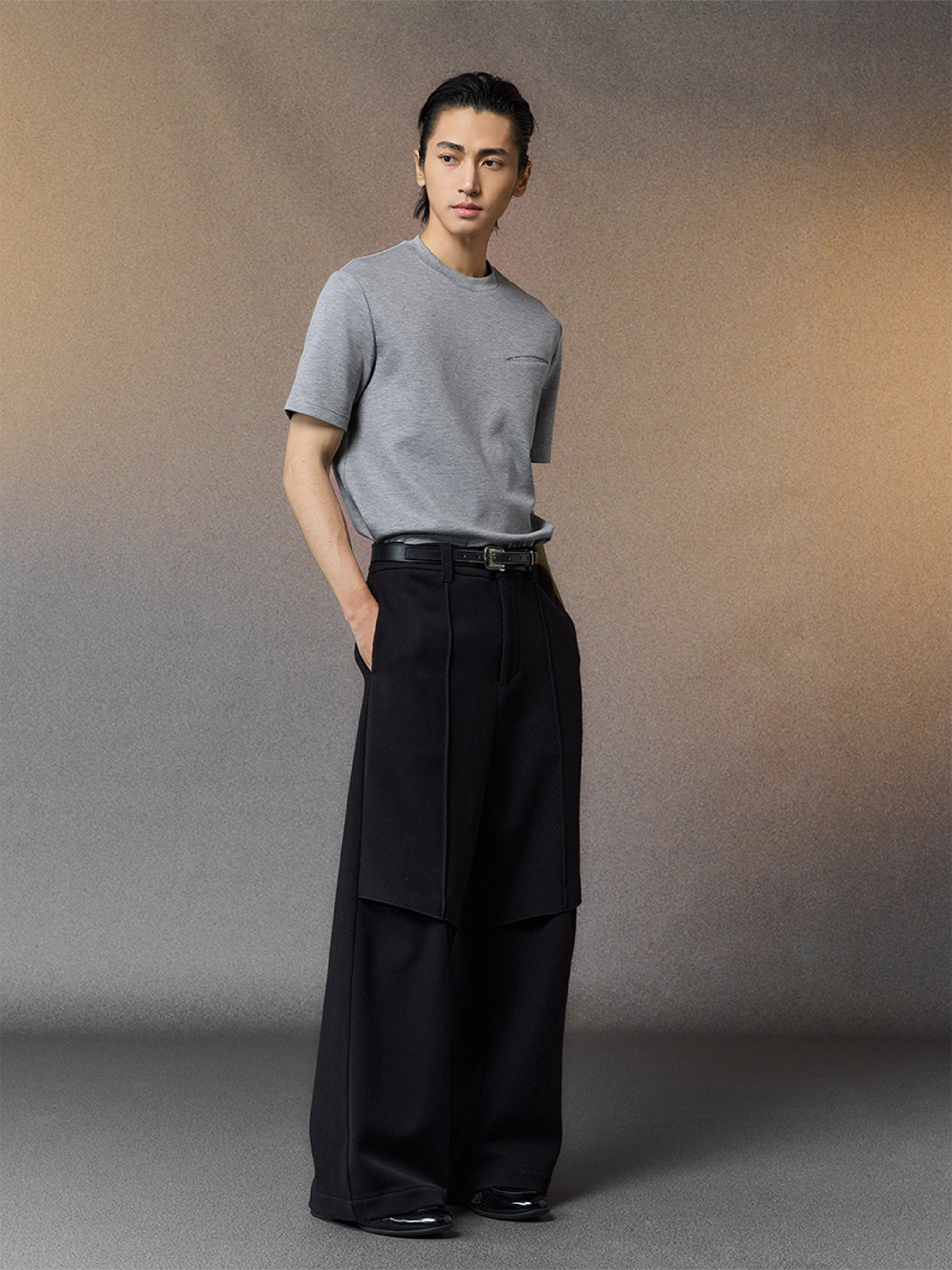 ALVNG AR ANTS Paneled Layered Wool-Blend Trousers