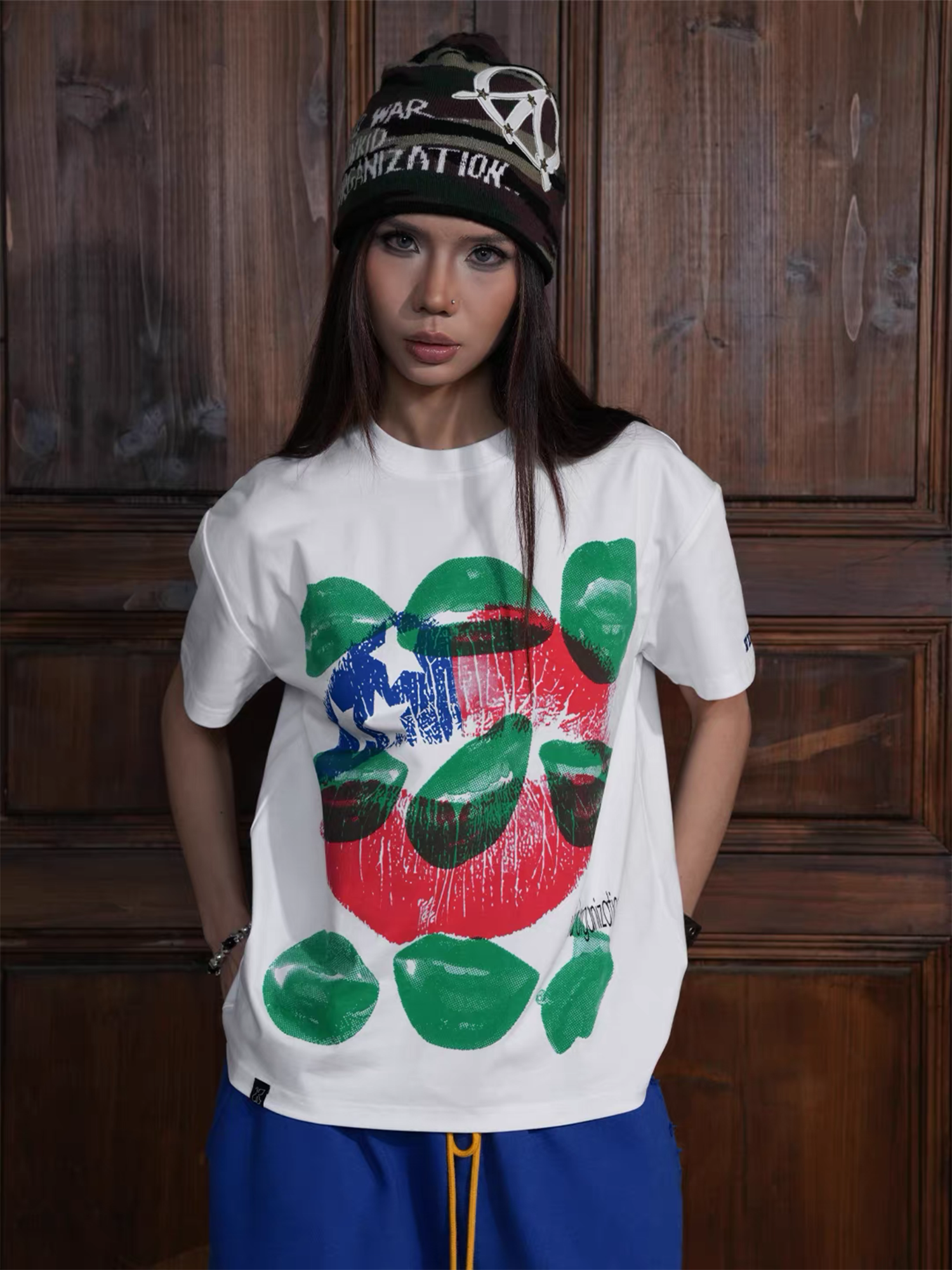 VINKID Contrast Lip Print T-Shirt