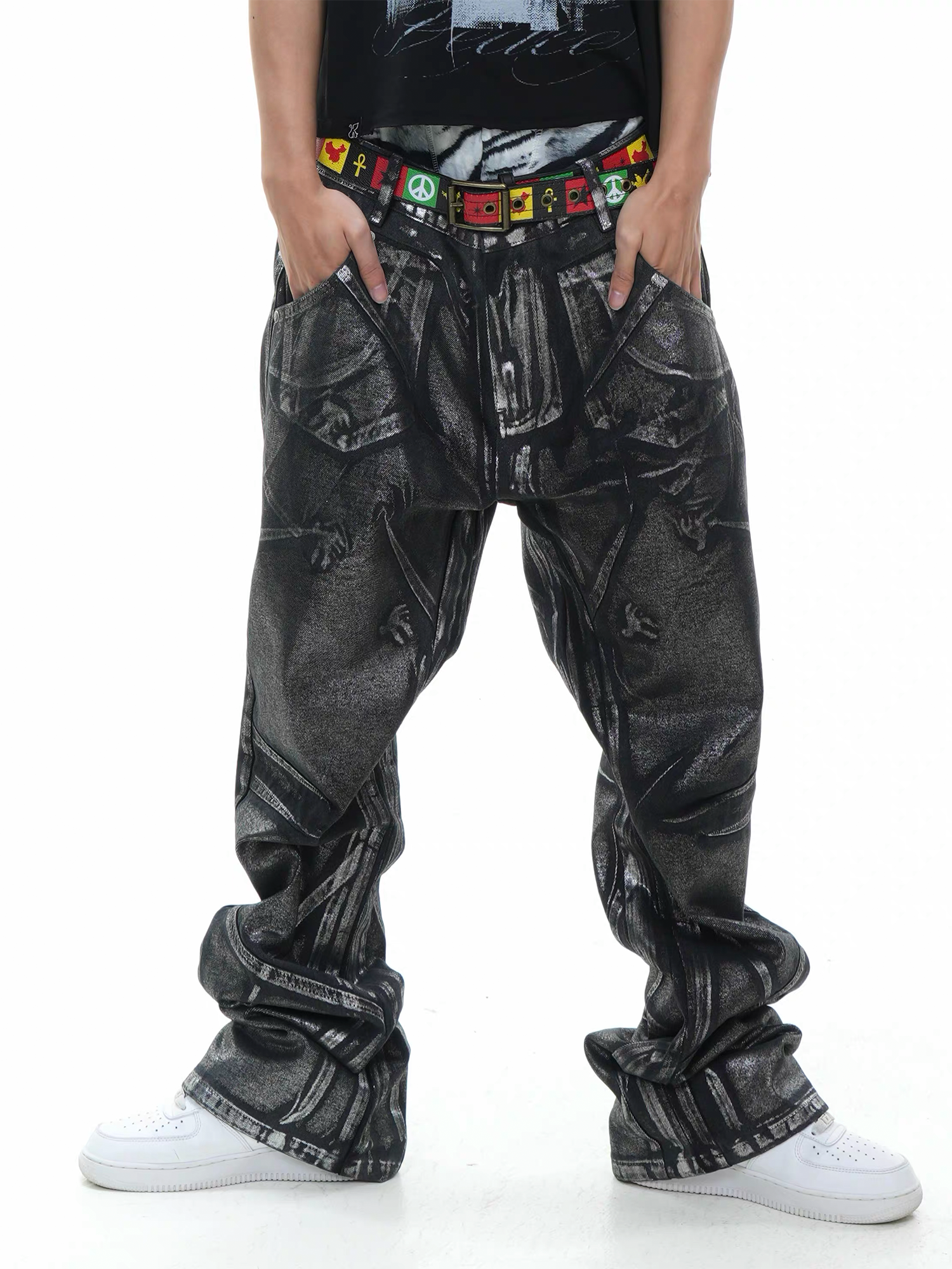VINKID Coated Pigeon Graphic Jeans