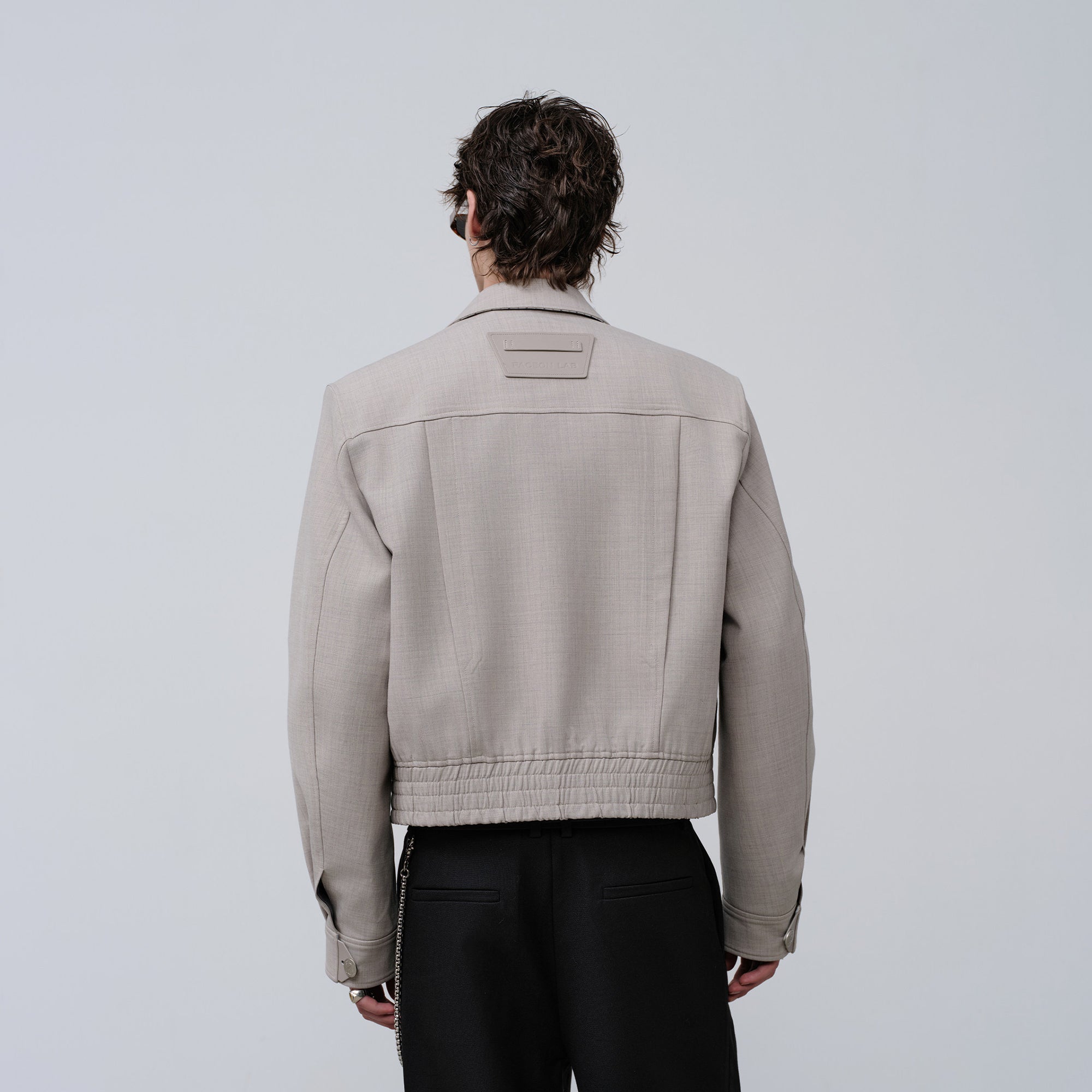 FACEONLAB Cropped Harrington Zip Jacket Gray, premium urban and streetwear designers apparel on PROJECTISR.com, FACEONLAB