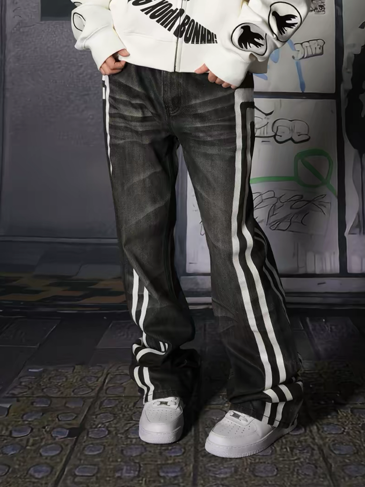 VINKID Totem Washed Relaxed Straight-Leg Jeans, premium urban and streetwear designers apparel on PROJECTISR.com, VINKID