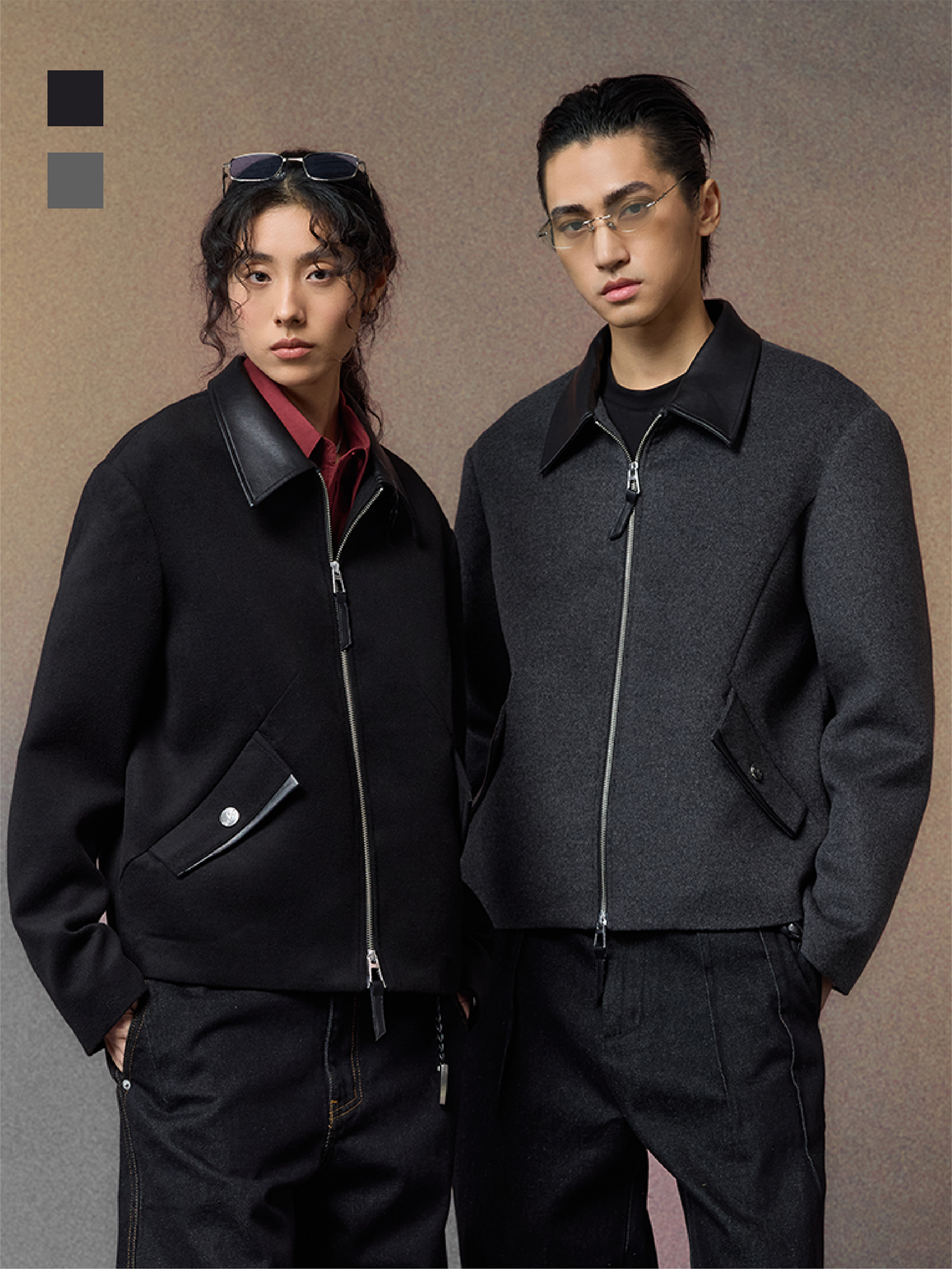 ALVNG AR ANTS PU Collar Wool-Blend Jacket, premium urban and streetwear designers apparel on PROJECTISR.com, ALVNG AR ANTS