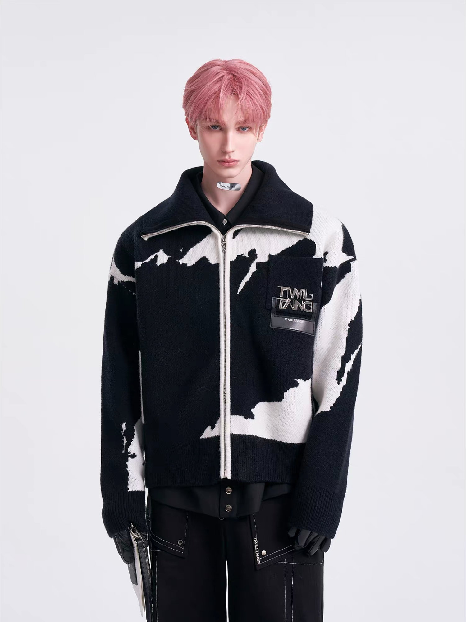 TIWILLTANG Jacquard LOGO Patch Knit Jacket