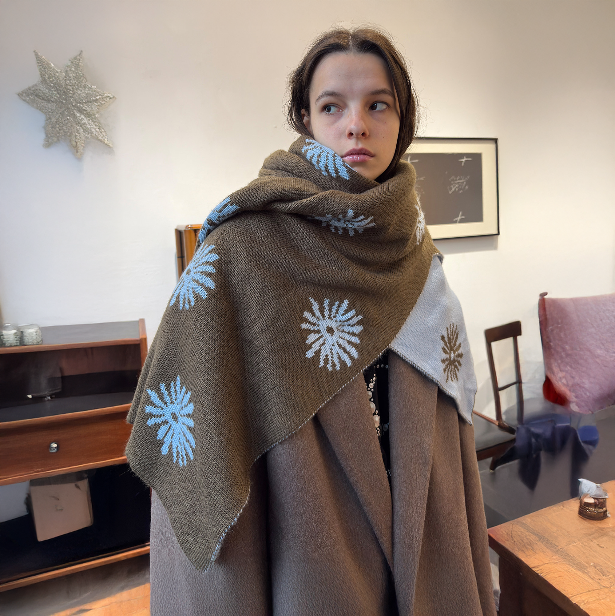 MIICHOUS Snowflake Jacquard Reversible Wool-Blend Scarf, premium urban and streetwear designers apparel on PROJECTISR.com, MIICHOUS