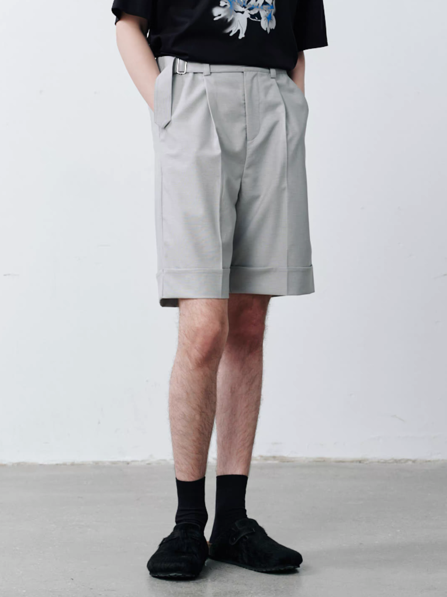 GRAINMUSTARD Pleated Linen-Blend Belt Tailored Shorts