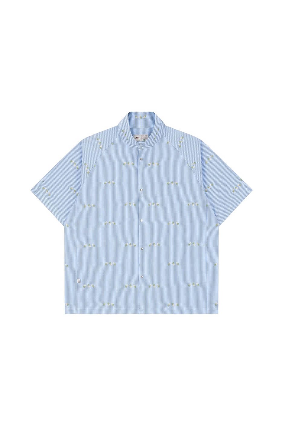 URBAN+FOREST Daisy Embroidery Striped Seersucker Half Shirt