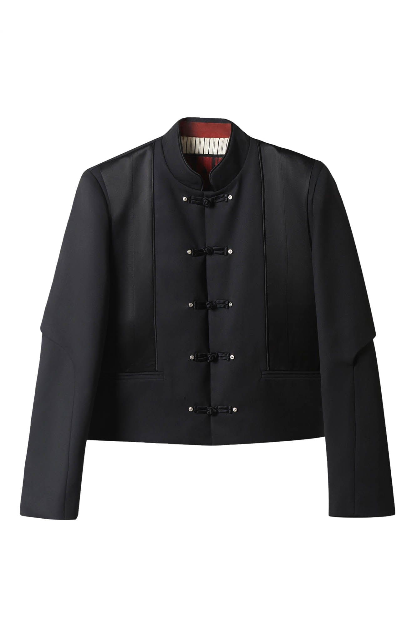 FACEONLAB Satin Spliced Frog Button Blazer