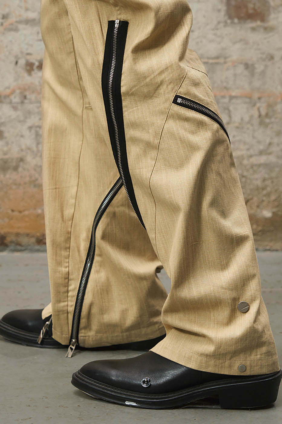 RELABEL Split Multi-Zipper Washed Pants, premium urban and streetwear designers apparel on PROJECTISR.com, RELABEL