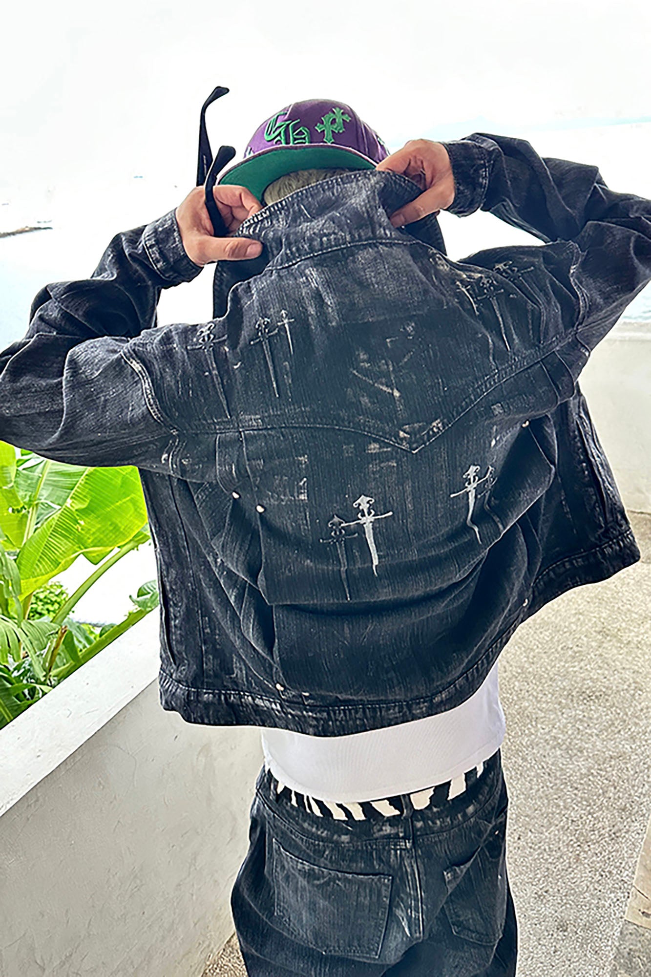 RECOVER ZONE Double Sword Waxed Faded Wash Denim Jacket, premium urban and streetwear designers apparel on PROJECTISR.com, RECOVER ZONE