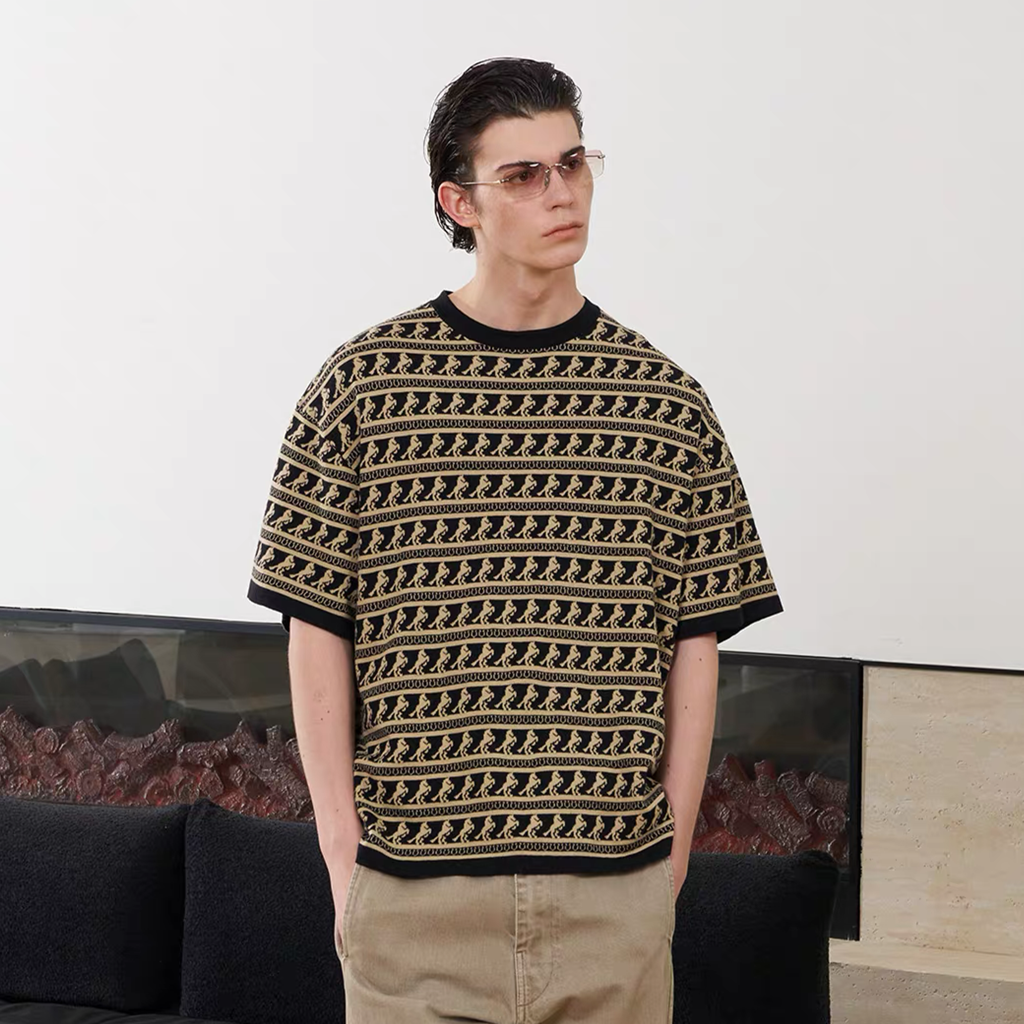 PMW Horse Jacquard Knitted T Shirt, premium urban and streetwear designers apparel on PROJECTISR.com, PMW