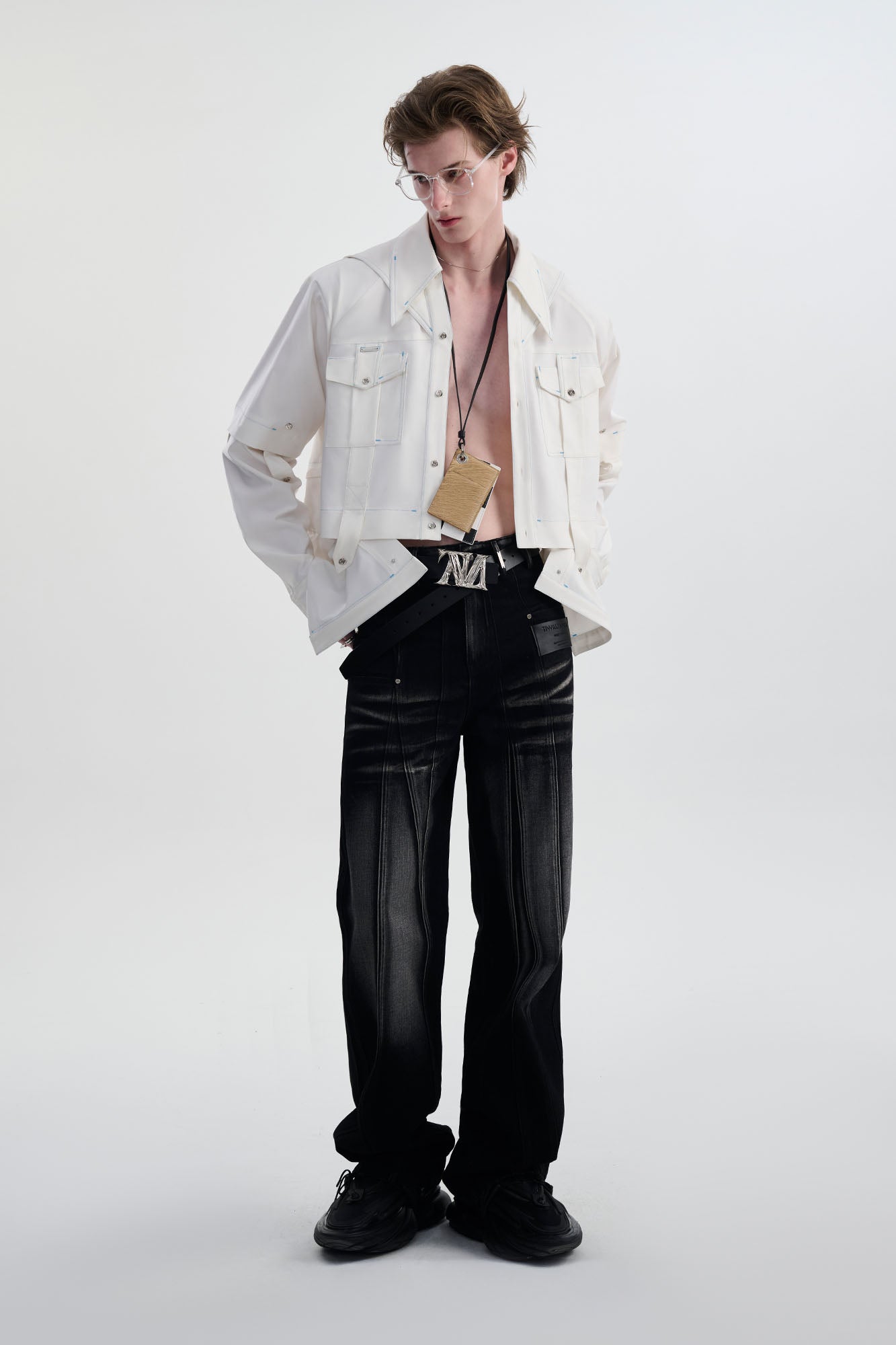 TIWILLTANG Contrast Stitch Detachable Shirt