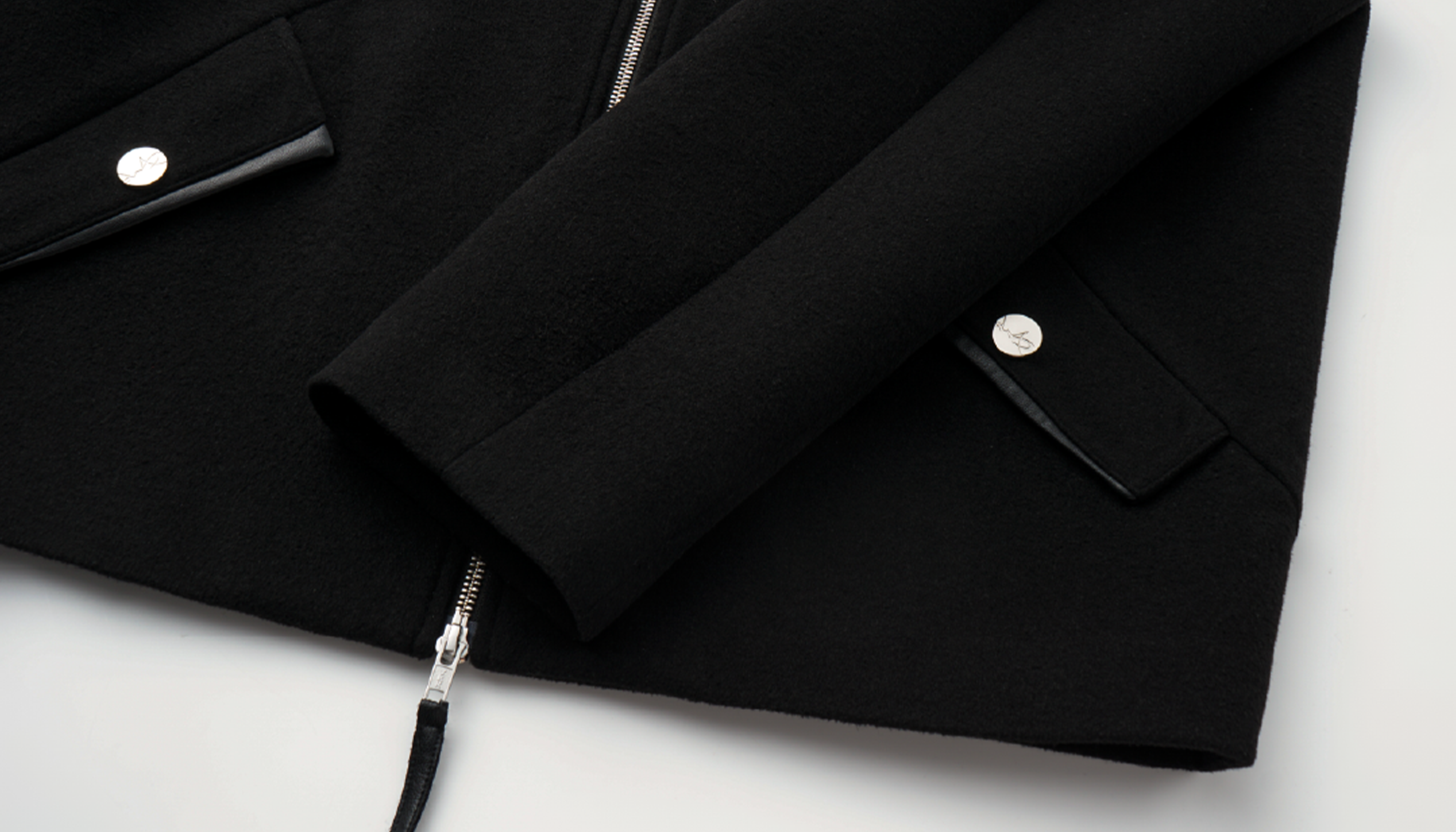 ALVNG AR ANTS PU Collar Wool-Blend Jacket