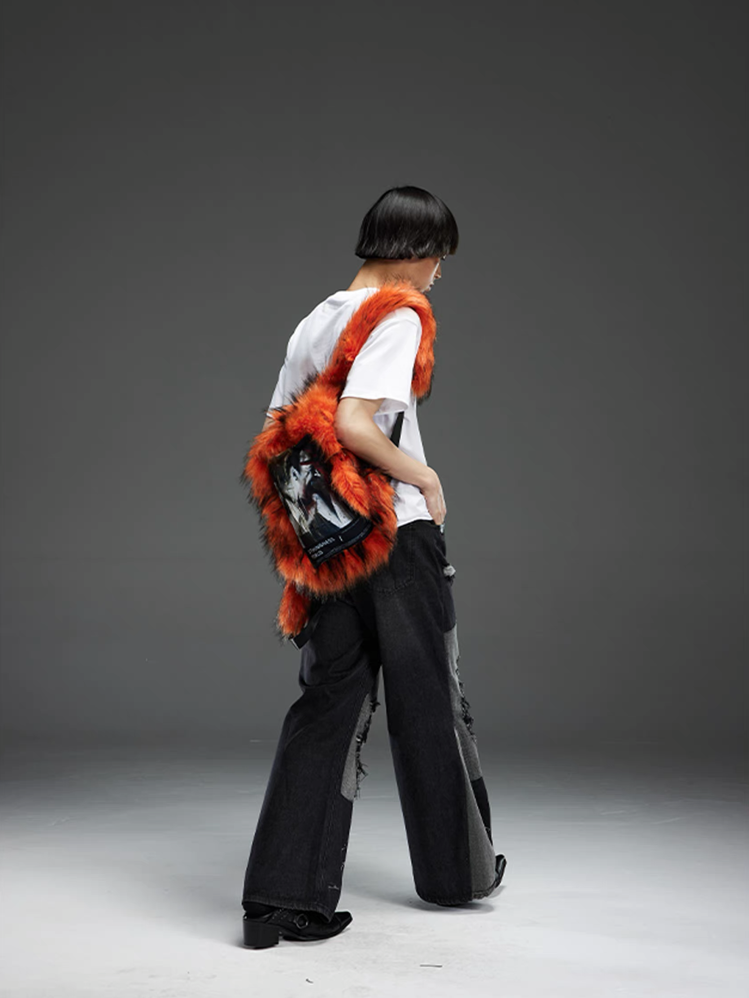 NOTHINGNESS WORLD Shaggy Faux Fur Graphic-Patch Backpack, premium urban and streetwear designers apparel on PROJECTISR.com, NOTHINGNESS WORLD