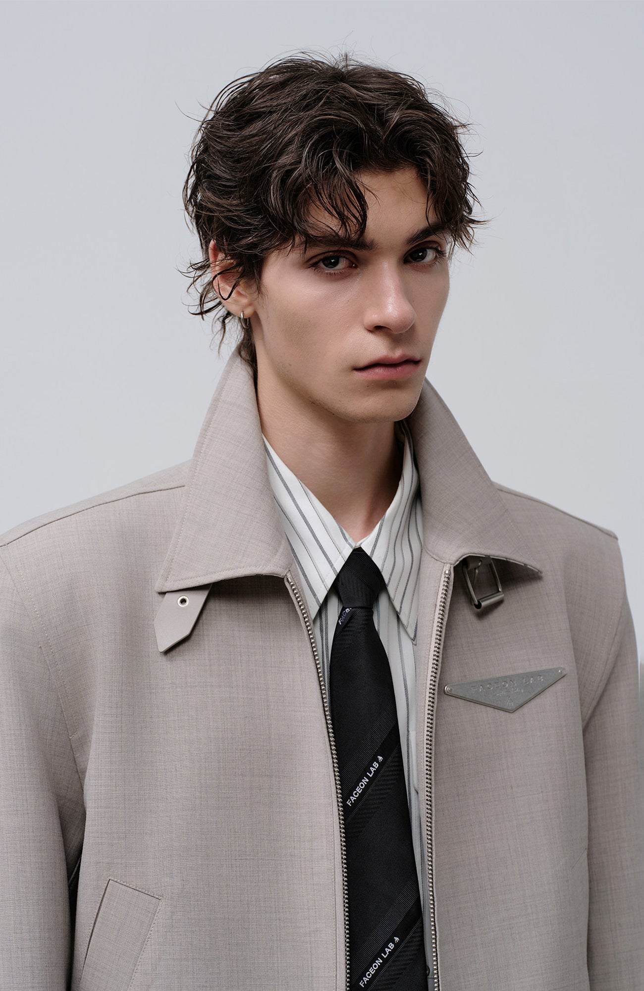 FACEONLAB Cropped Harrington Zip Jacket Gray, premium urban and streetwear designers apparel on PROJECTISR.com, FACEONLAB