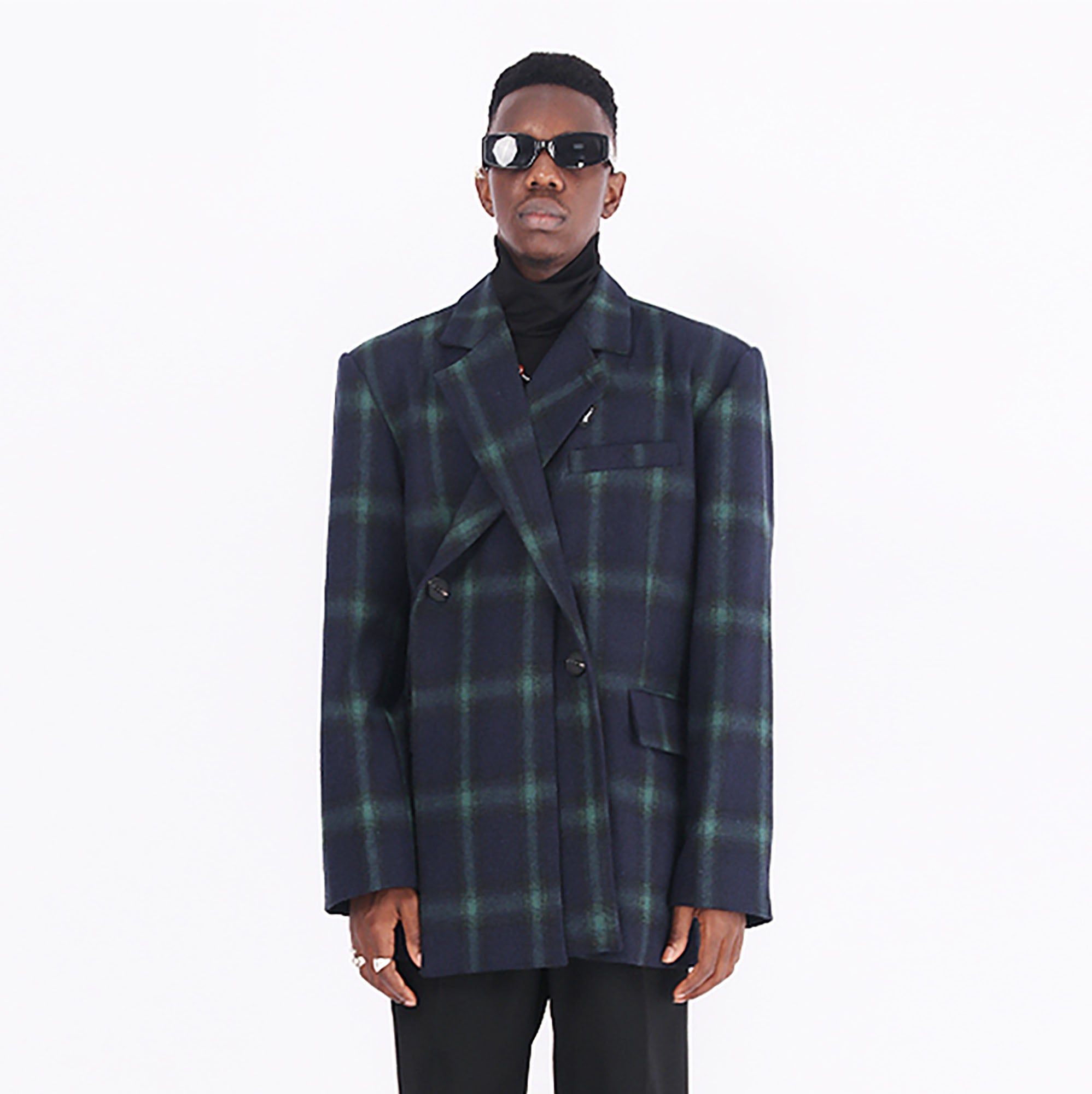 ASSEEN Deconstructed Plaid Wool-Blend Oversized Blazer, premium urban and streetwear designers apparel on PROJECTISR.com, ASSEEN