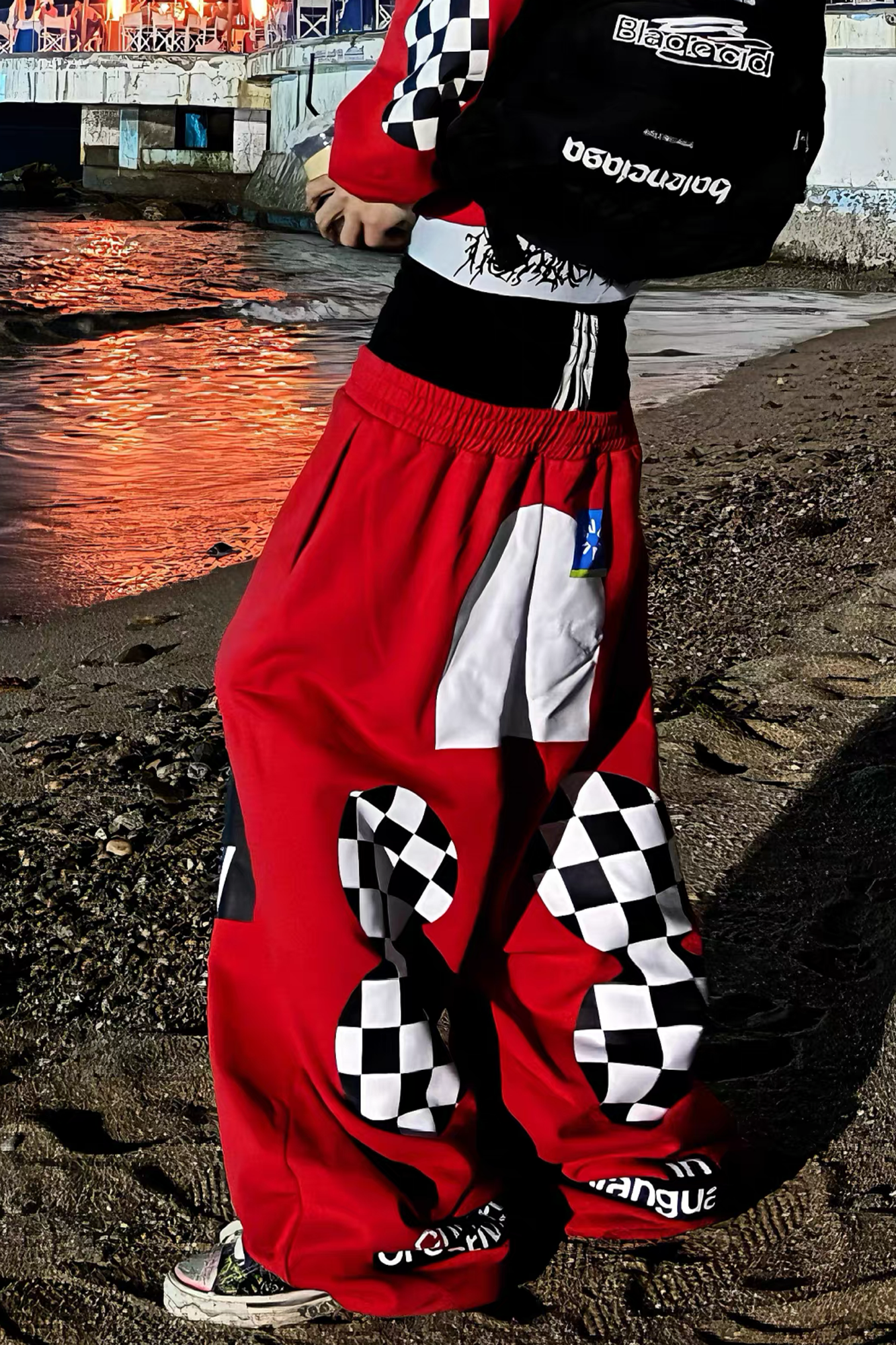 VANGUARDIA Dual-Waistband Sagging Sweatpants