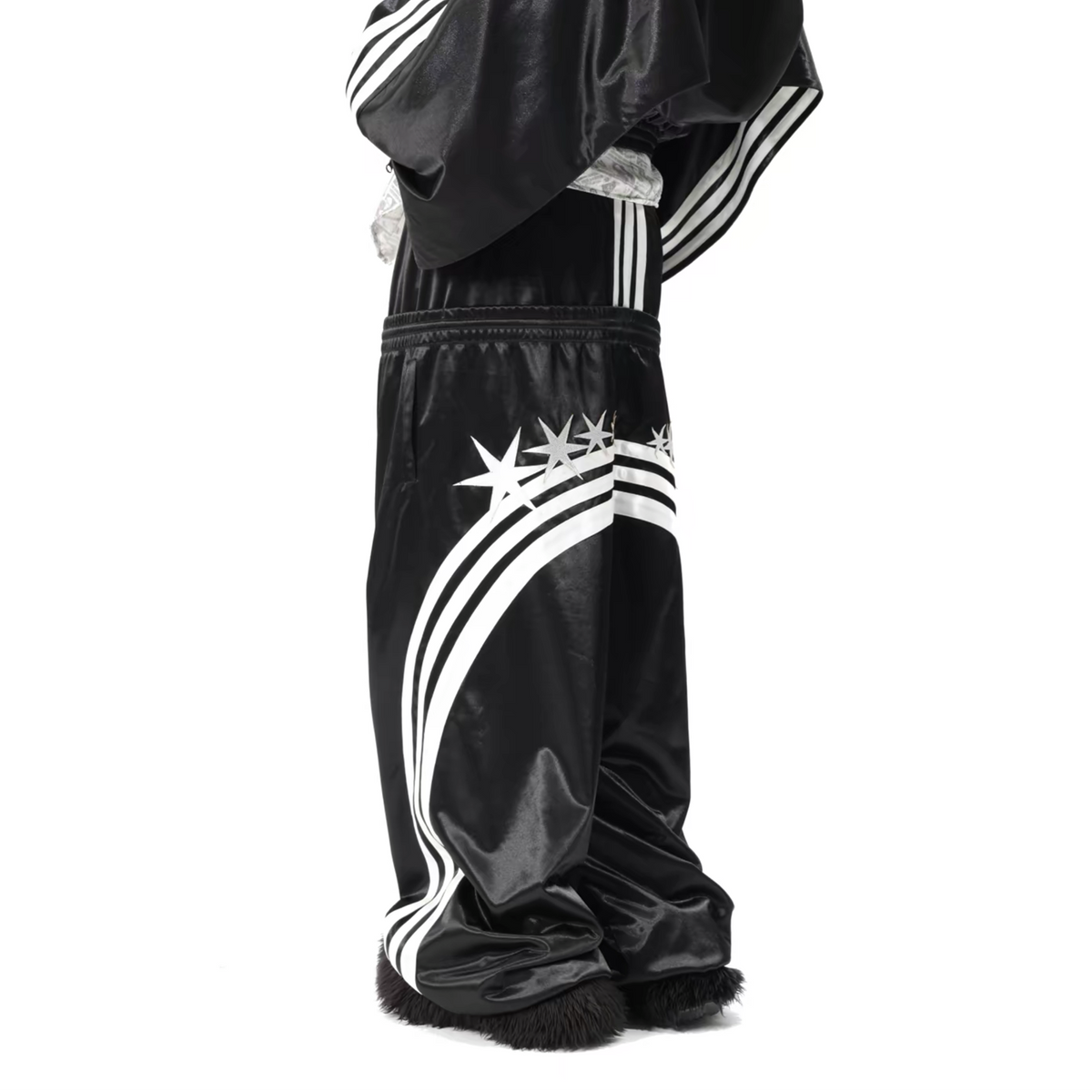 VANGUARDIA Double-Waistband Side-Stripe Sagging Sweatpants