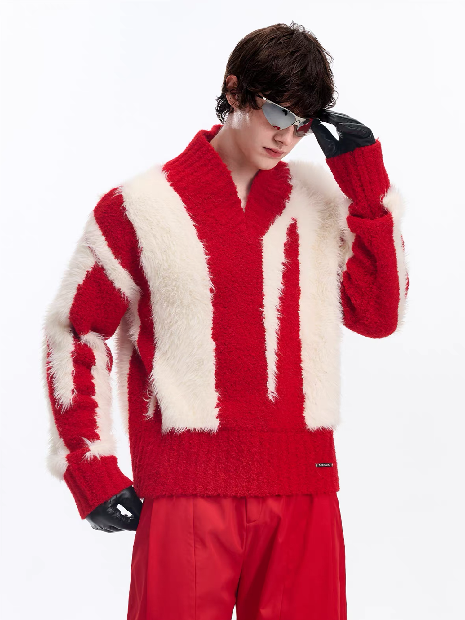 TIWILLTANG Fuzzy Faux-Mink Contrast Sweater, premium urban and streetwear designers apparel on PROJECTISR.com, TIWILLTANG