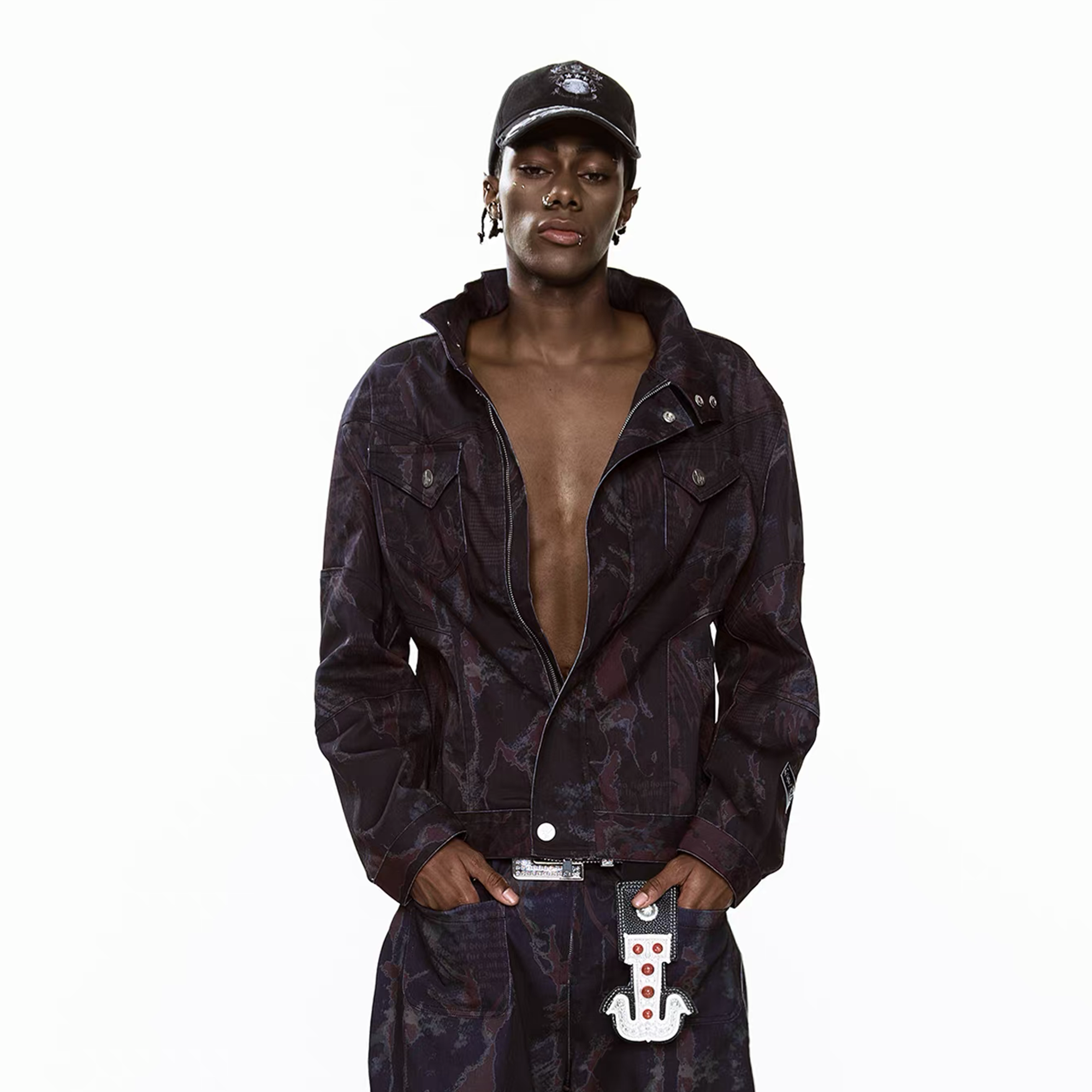 CYCYCY Punk Graffiti Denim Jacket