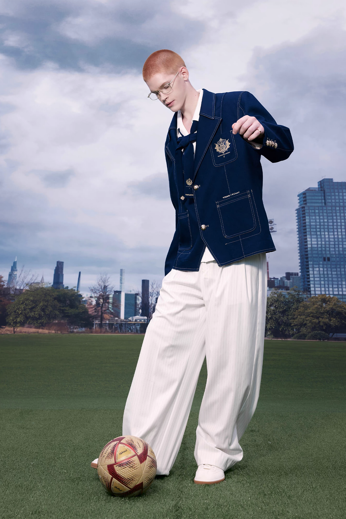 TIWILLTANG Embroidered Badge Lapel Jacket