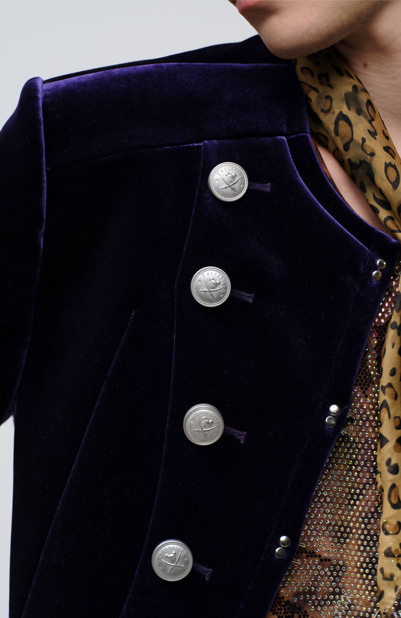 FACEONLAB Velvet Operatic Cropped Jacket Purple, premium urban and streetwear designers apparel on PROJECTISR.com, FACEONLAB