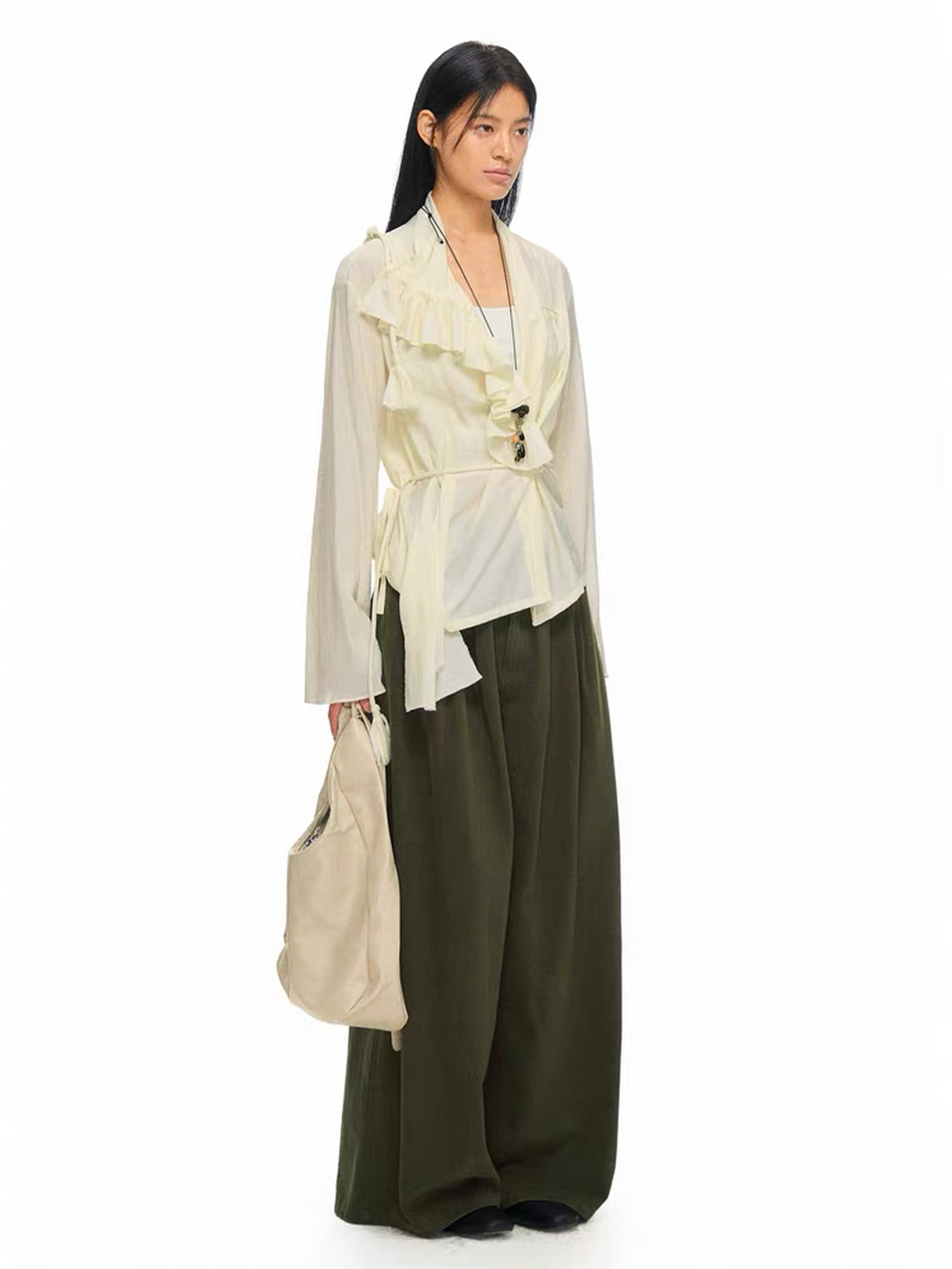 TGNS Retro Classic Pleated Wide-Leg Trousers
