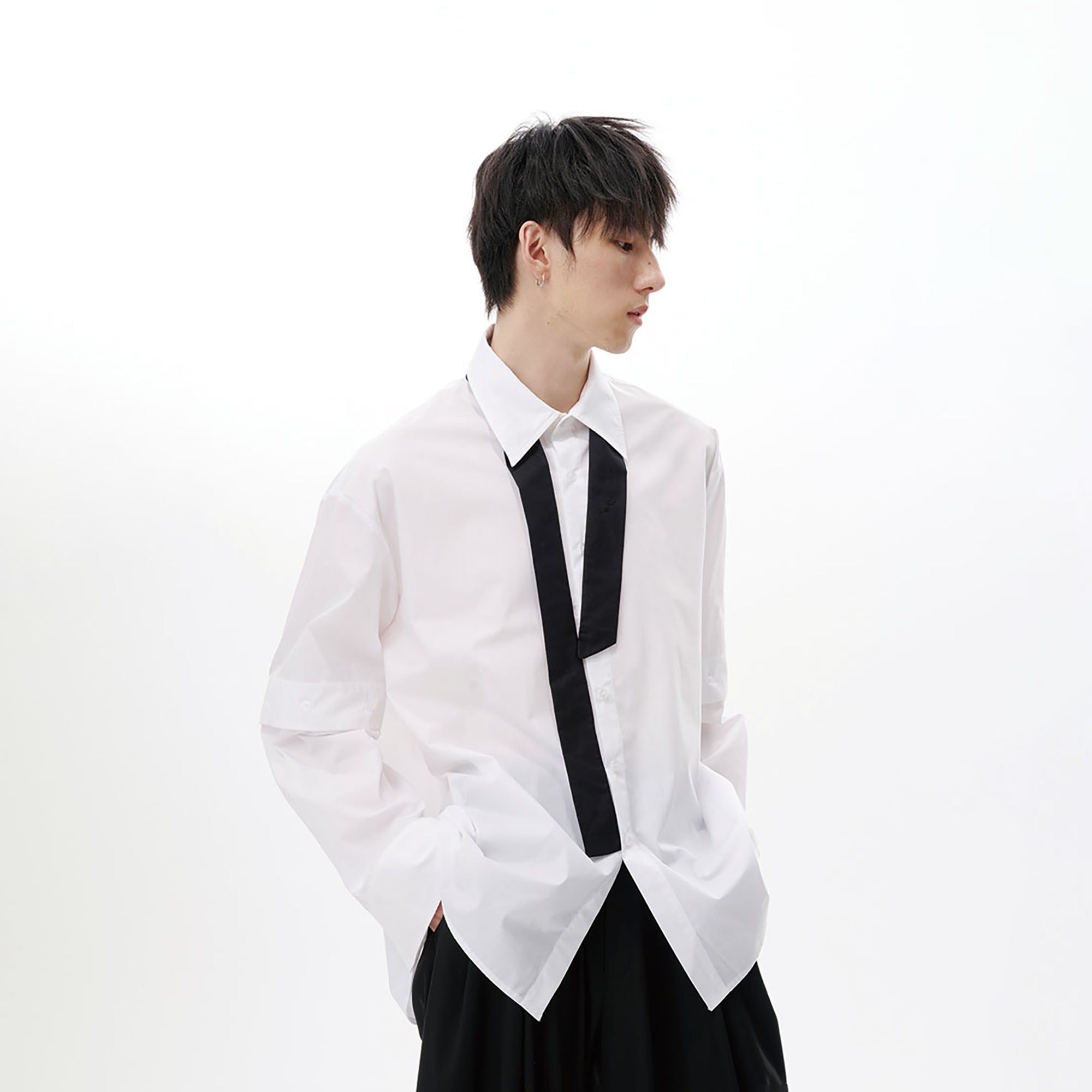 TUIMU Cross Tie Detachable Sleeve Shirt, premium urban and streetwear designers apparel on PROJECTISR.com, TUIMU