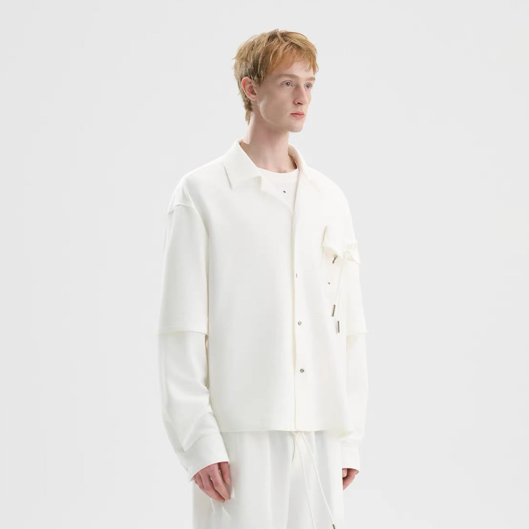 TIWILLTANG Detachable-Sleeve Tie-Pocket Shirt, premium urban and streetwear designers apparel on PROJECTISR.com, TIWILLTANG