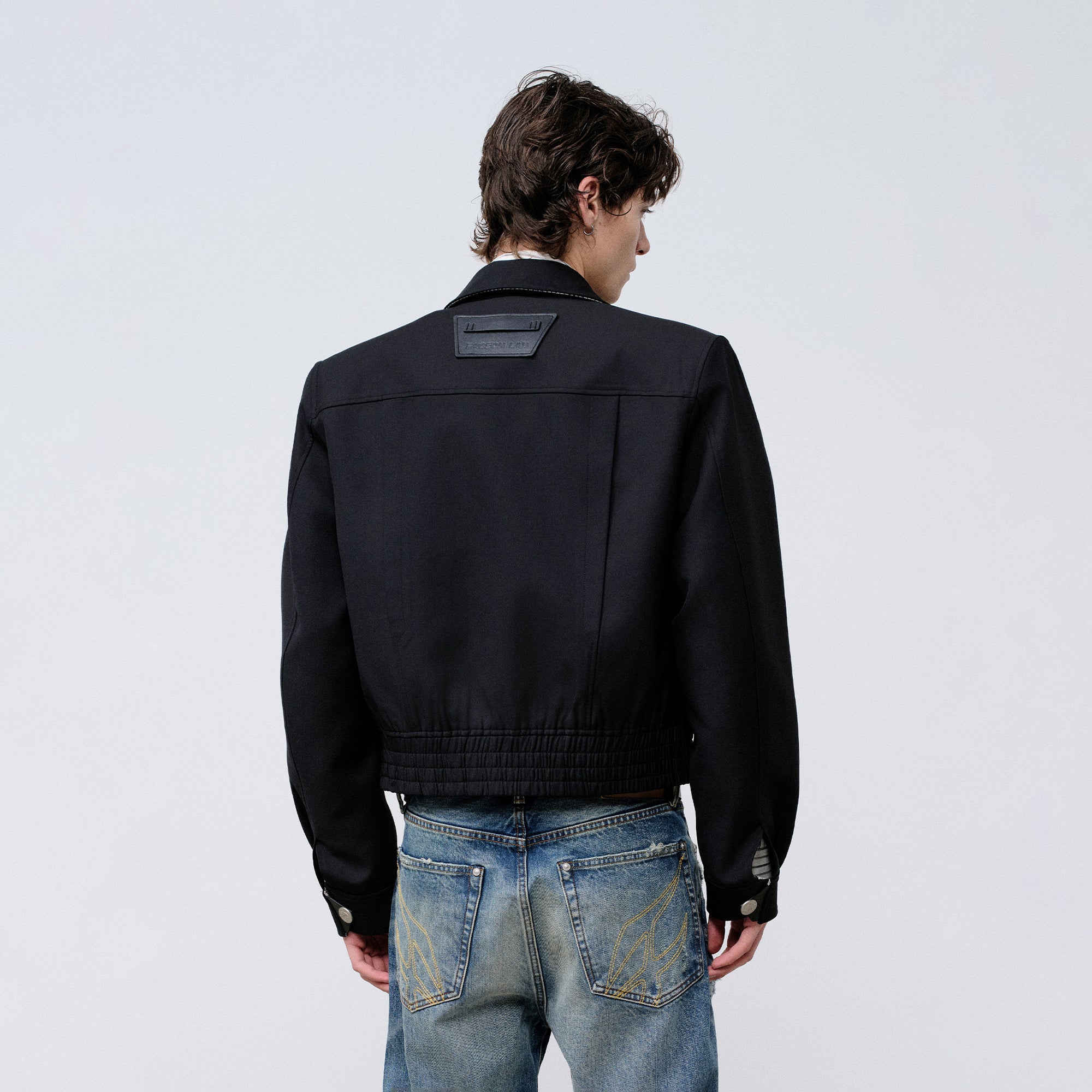 FACEONLAB Cropped Harrington Zip Jacket Black, premium urban and streetwear designers apparel on PROJECTISR.com, FACEONLAB