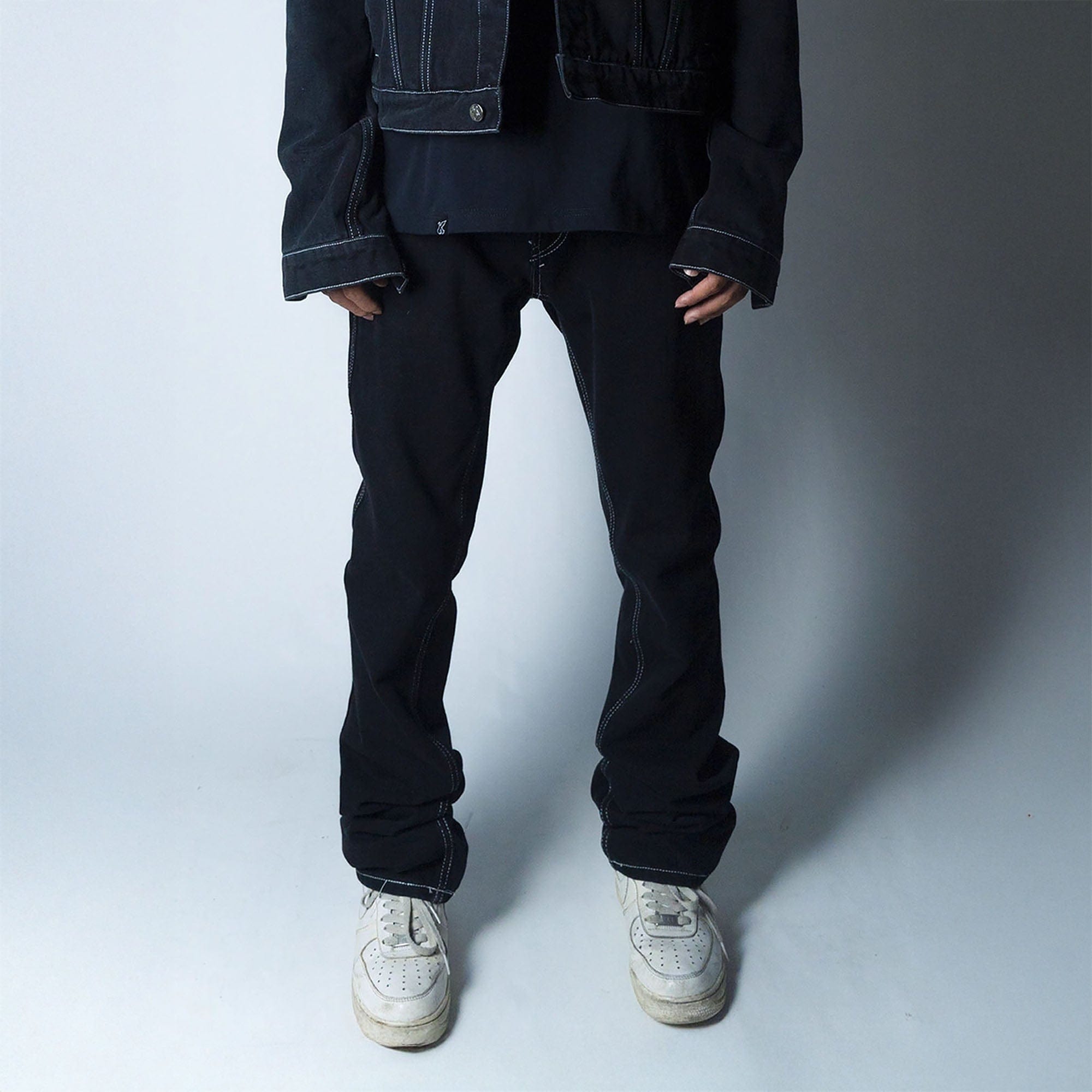 VINKID Embroidered Contrast Stitch Stacked Skinny Jeans, premium urban and streetwear designers apparel on PROJECTISR.com, VINKID