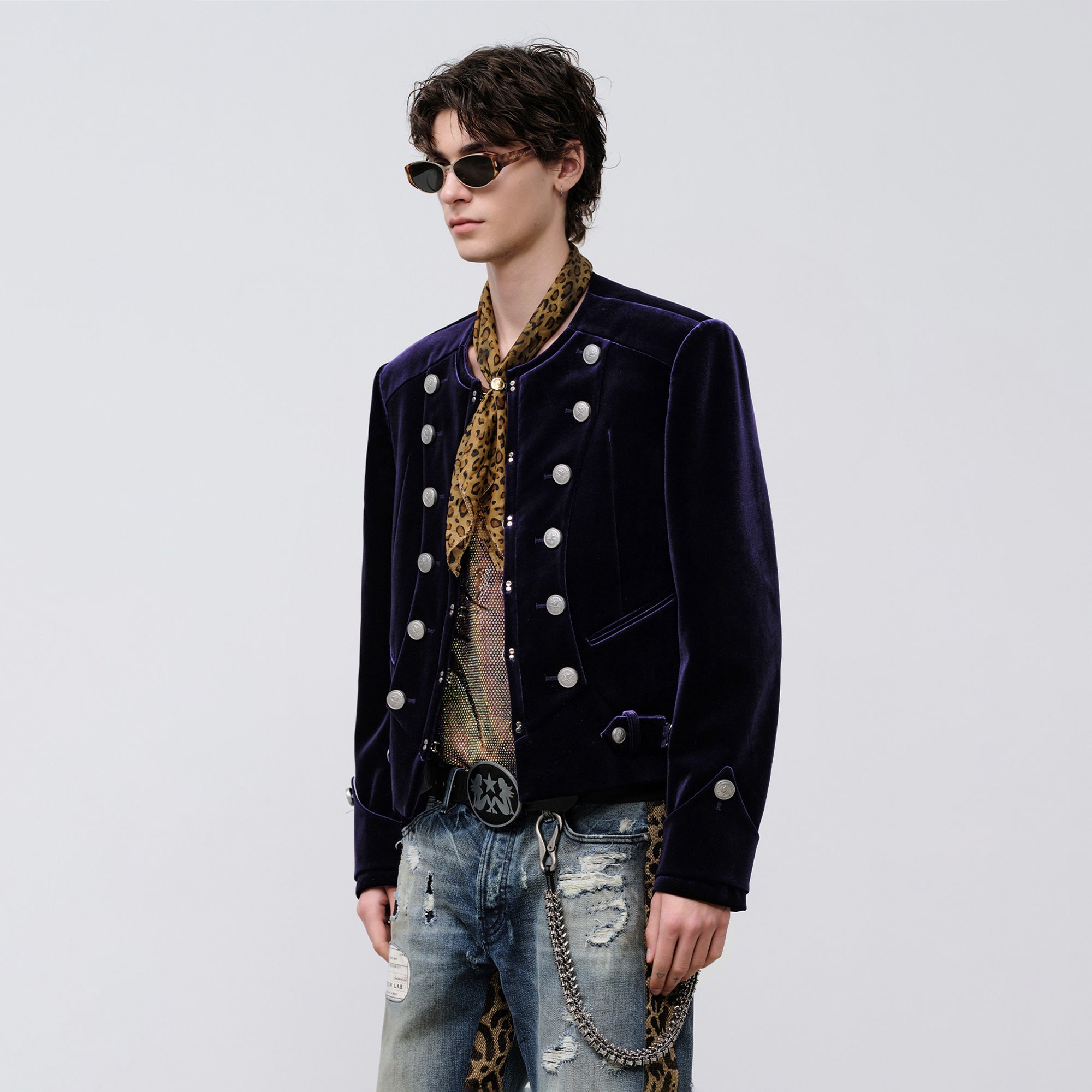 FACEONLAB Velvet Operatic Cropped Jacket Purple, premium urban and streetwear designers apparel on PROJECTISR.com, FACEONLAB